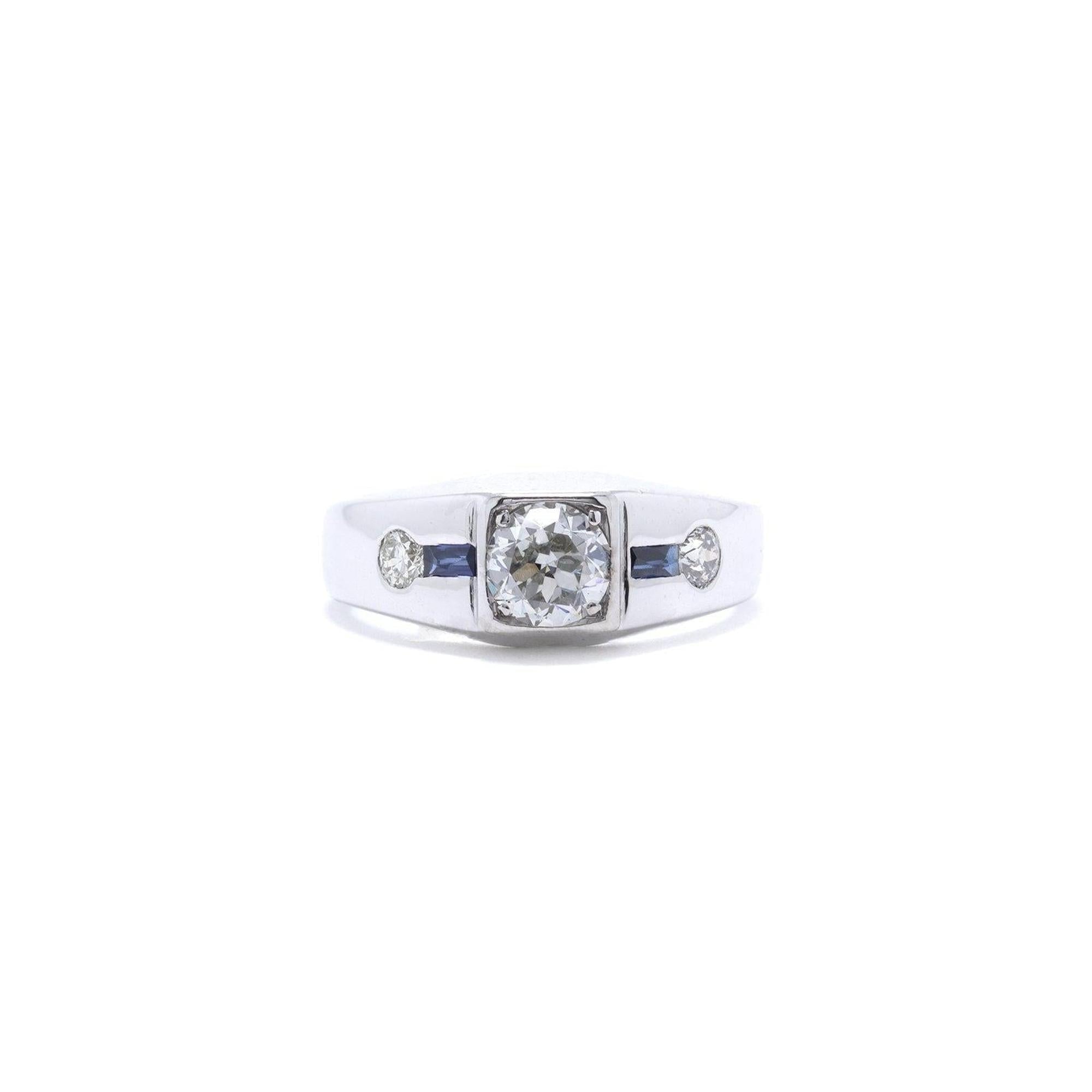 Antique Diamond and Blue Sapphire Ring