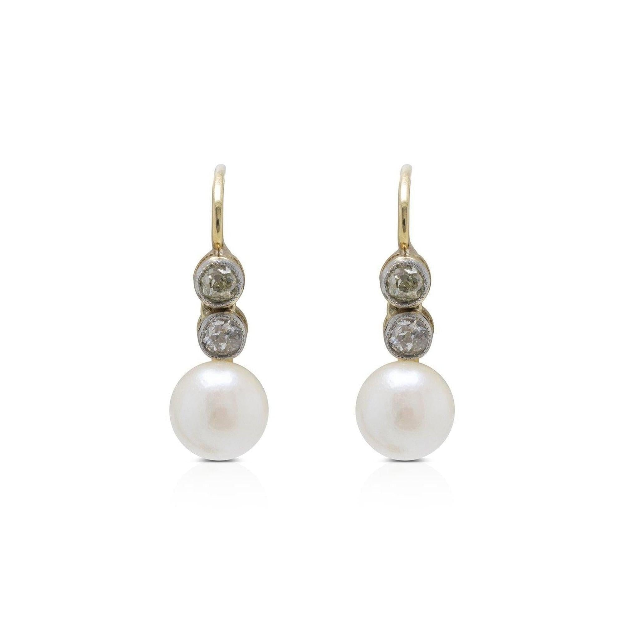 Antique Diamond and Pearl Drop Earrings