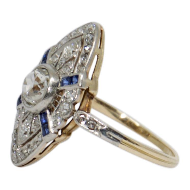 Antique Diamond and Sapphire Ring