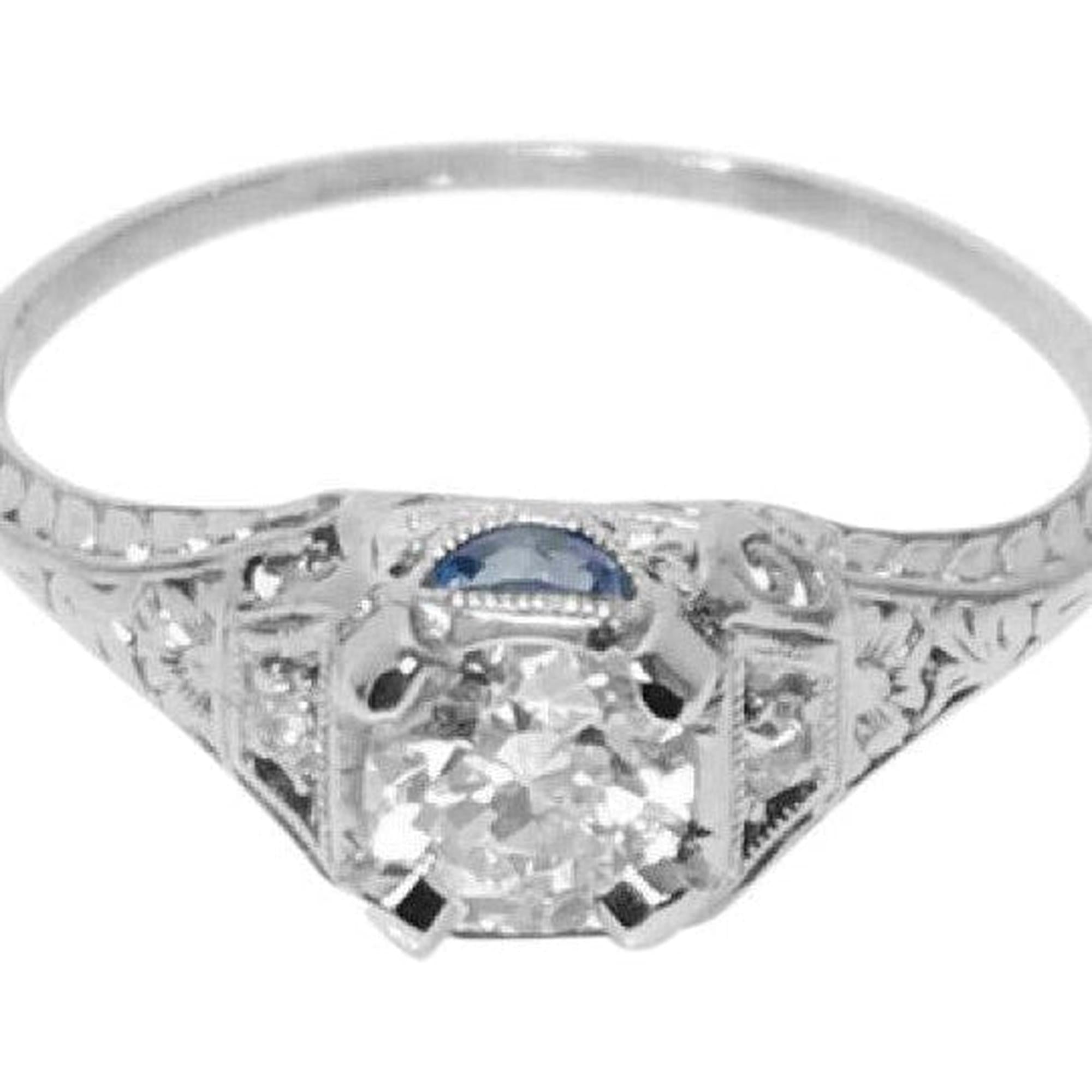 Antique Diamond and Sapphire Ring