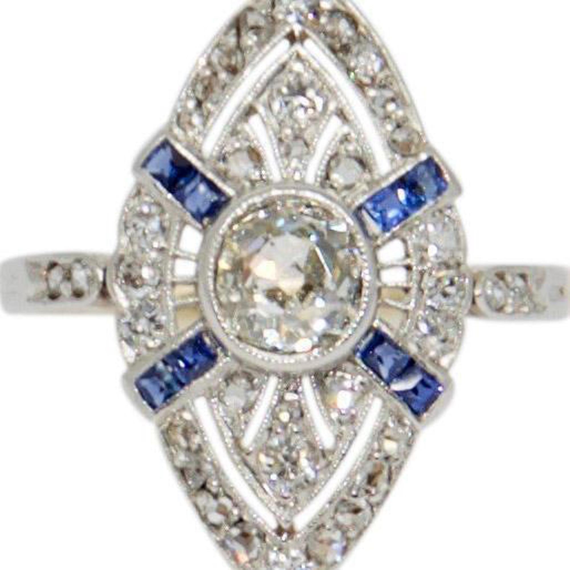 Antique Diamond and Sapphire Ring