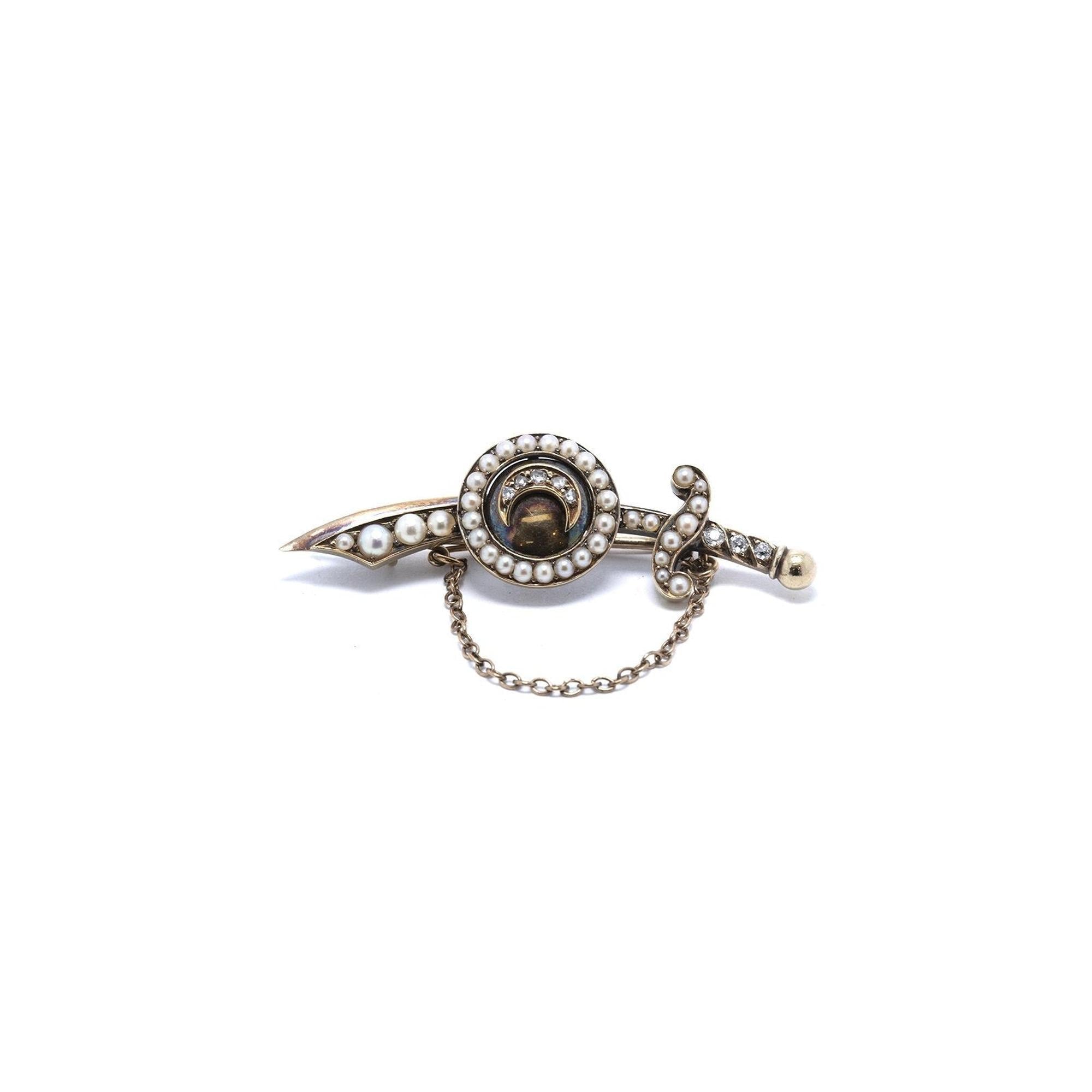 Antique Diamond and Seed Pearl Brooch
