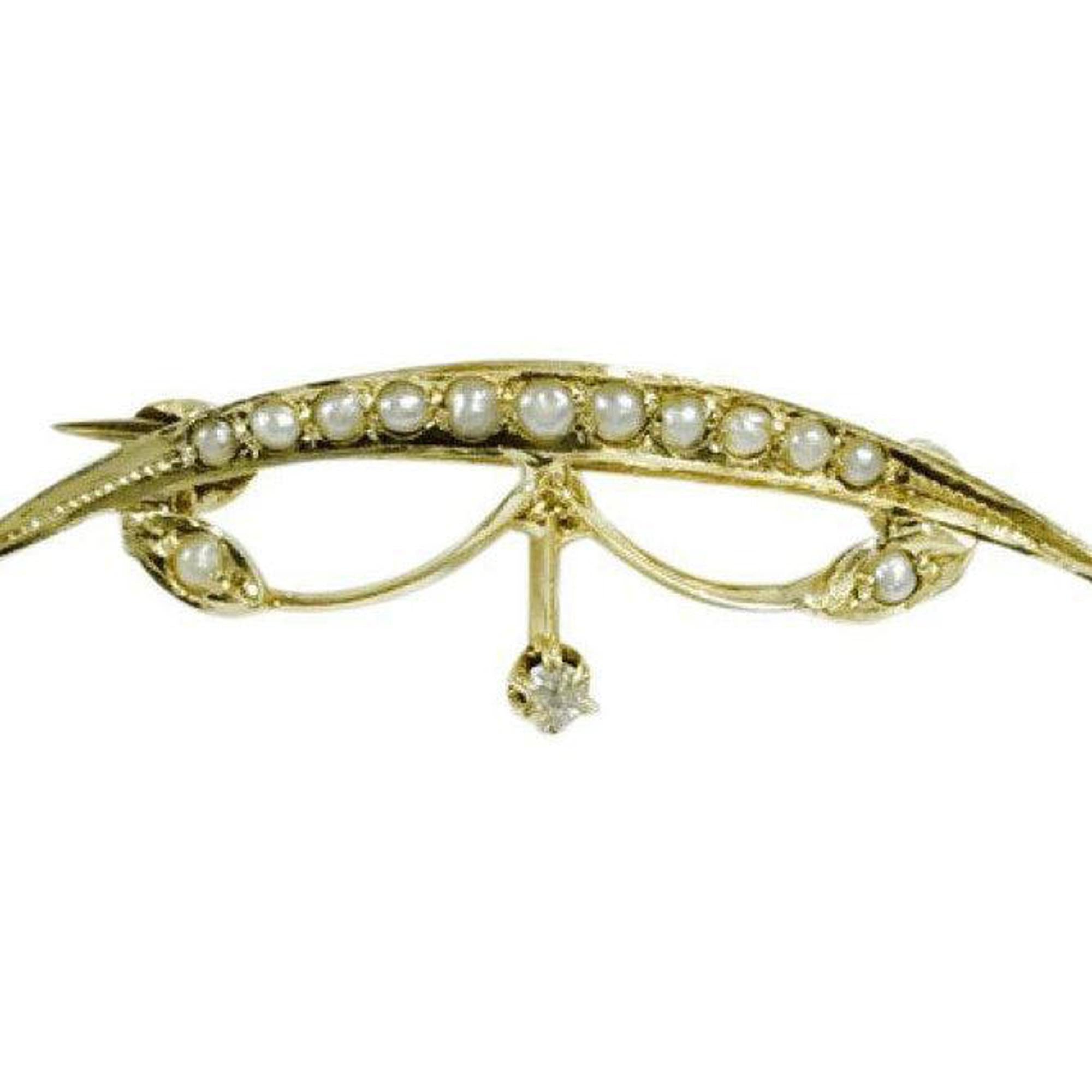 Antique Diamond and Seed Pearl Brooch