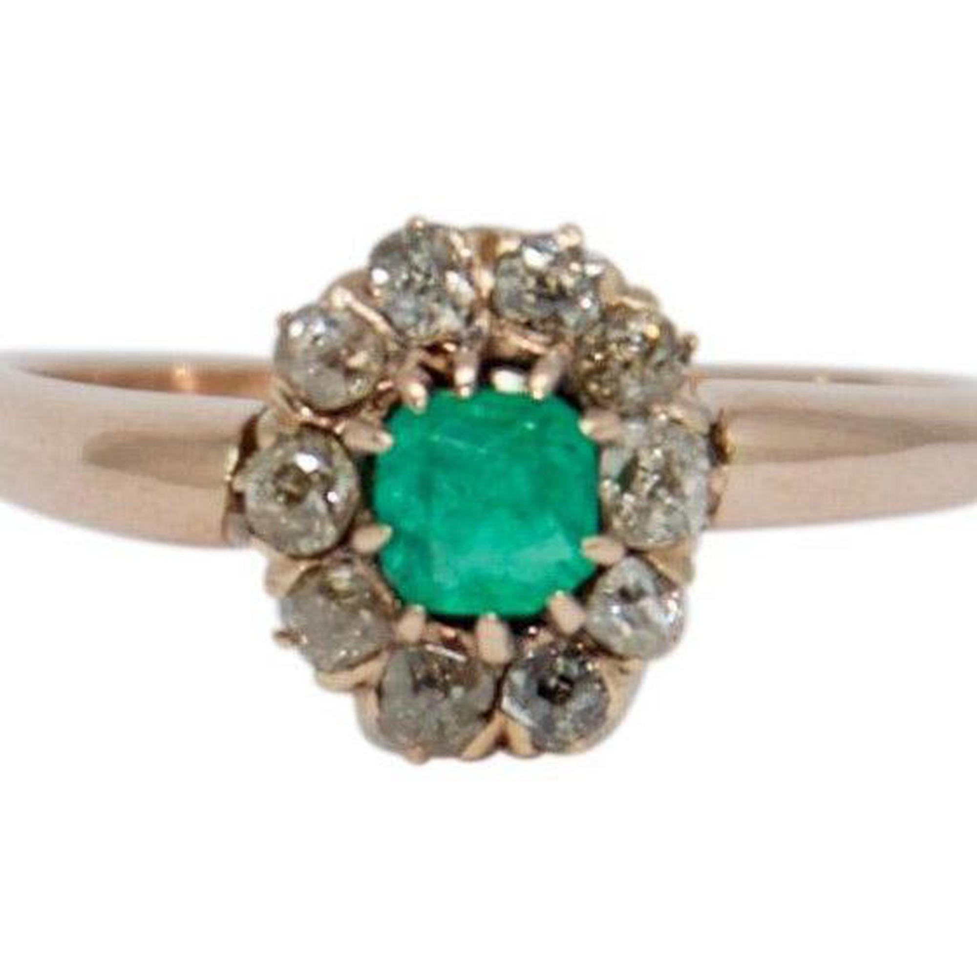 Antique Emerald and Diamond Ring
