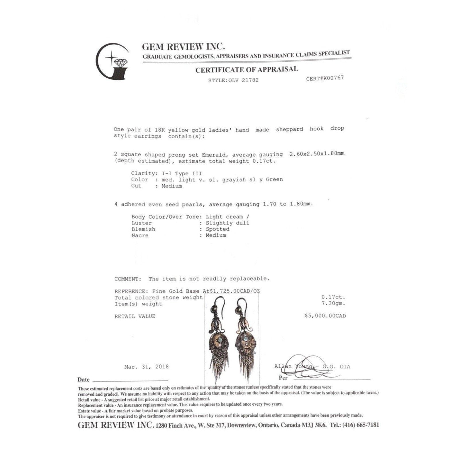 Antique Emerald and Pearl Earrings