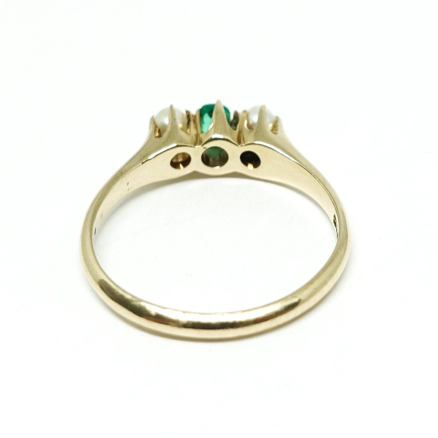 Antique Emerald and Seed Pearl Ring