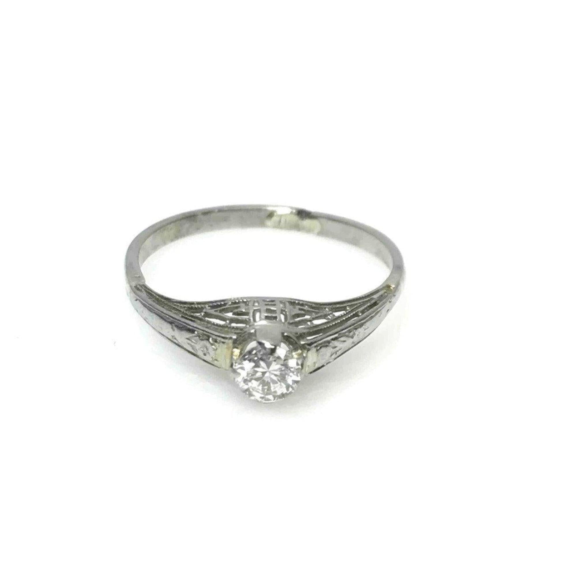 Antique Filigree Diamond Solitaire Ring