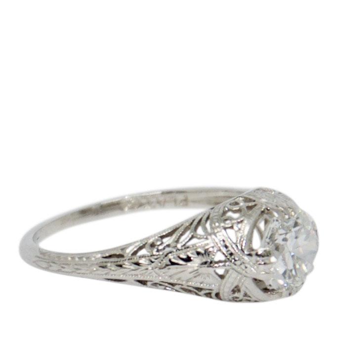 Antique Filigree Solitaire Diamond Ring
