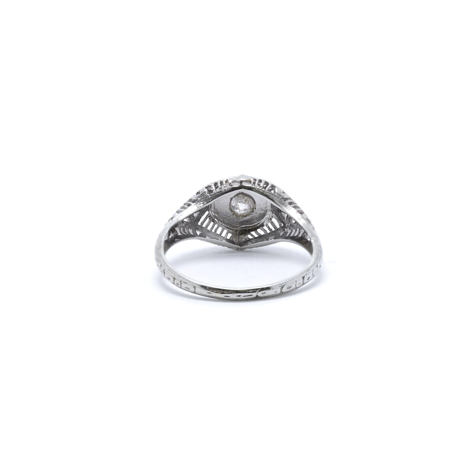 Antique Filigree Solitaire Diamond Ring