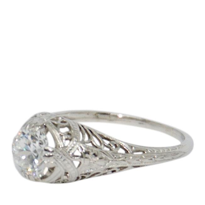 Antique Filigree Solitaire Diamond Ring