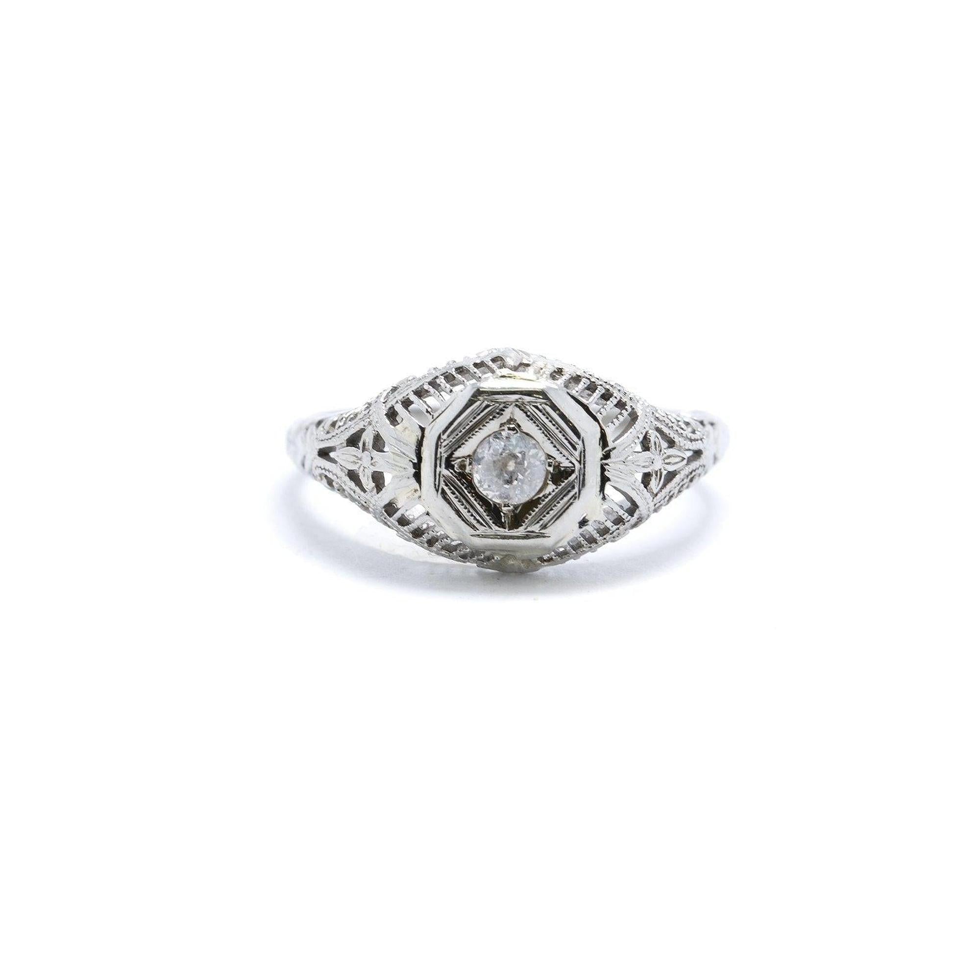 Antique Filigree Solitaire Diamond Ring