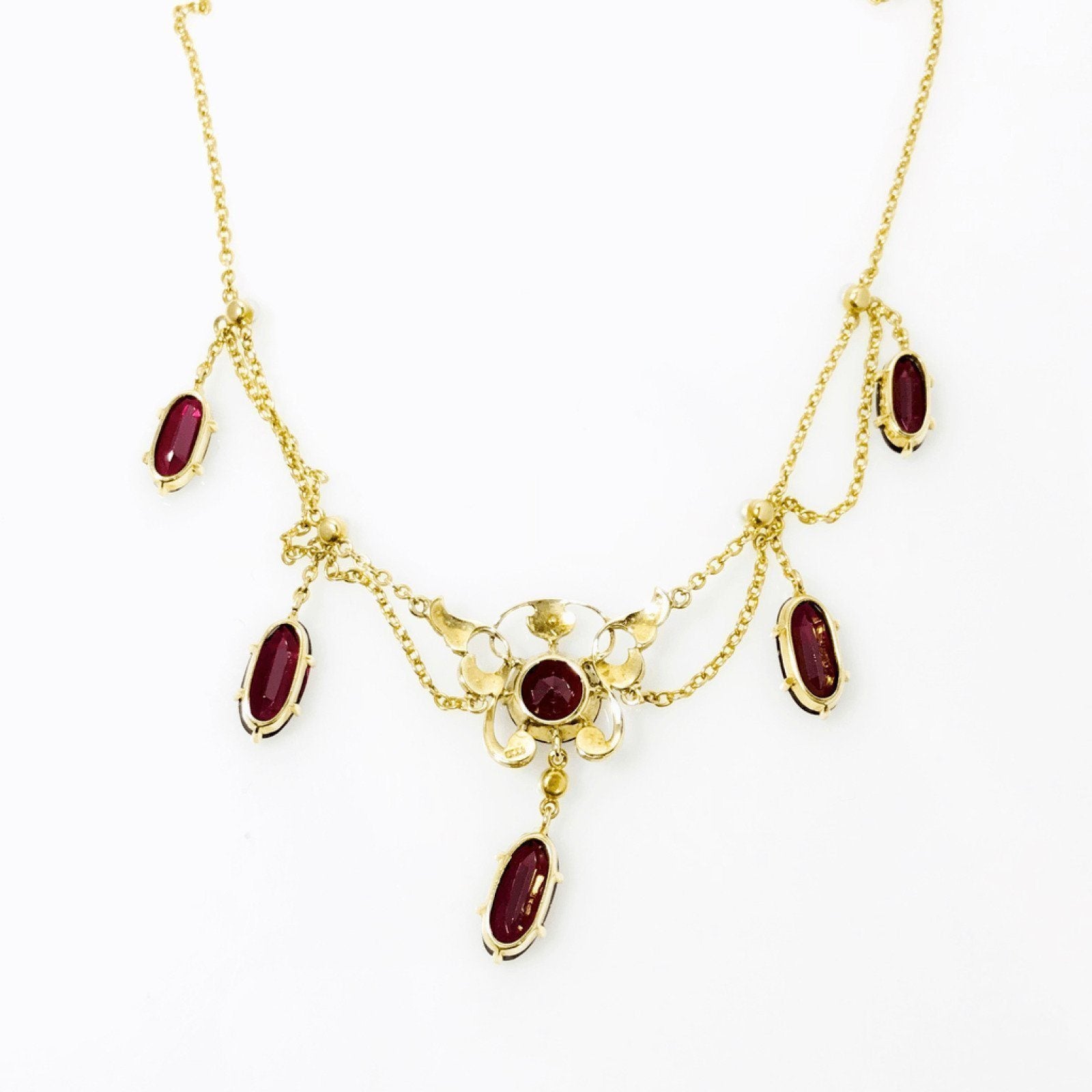Antique Garnet and Seed Pearl Necklace