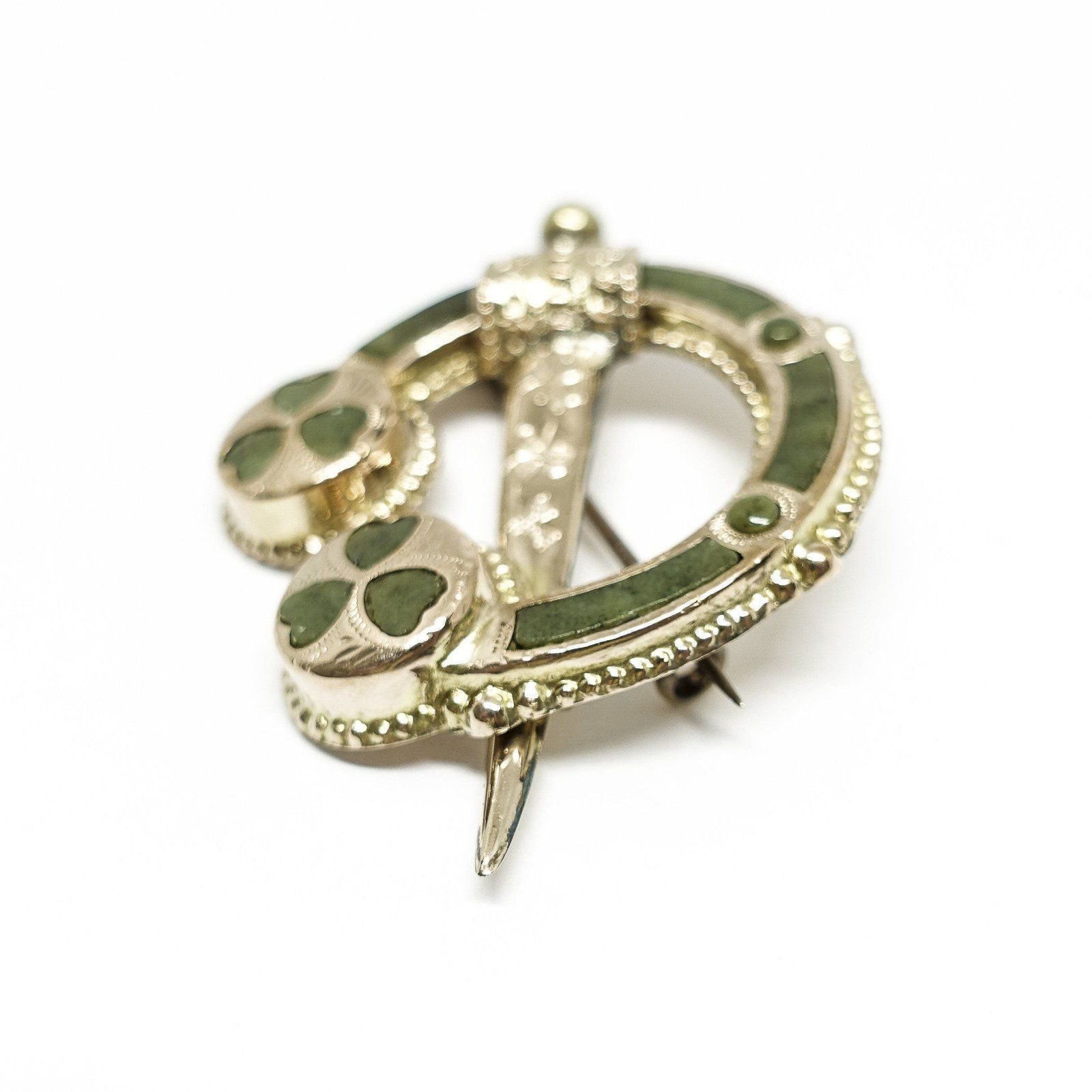 Antique Green Serpentine Brooch