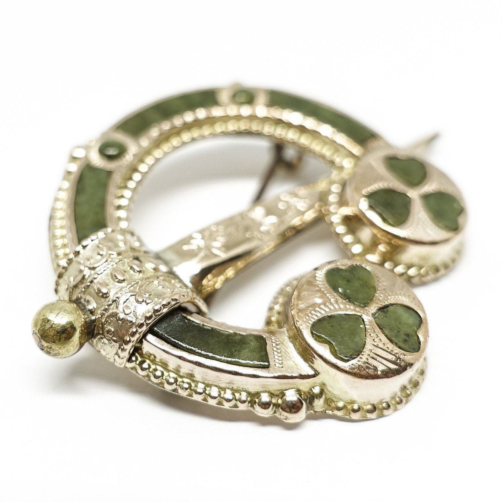 Antique Green Serpentine Brooch