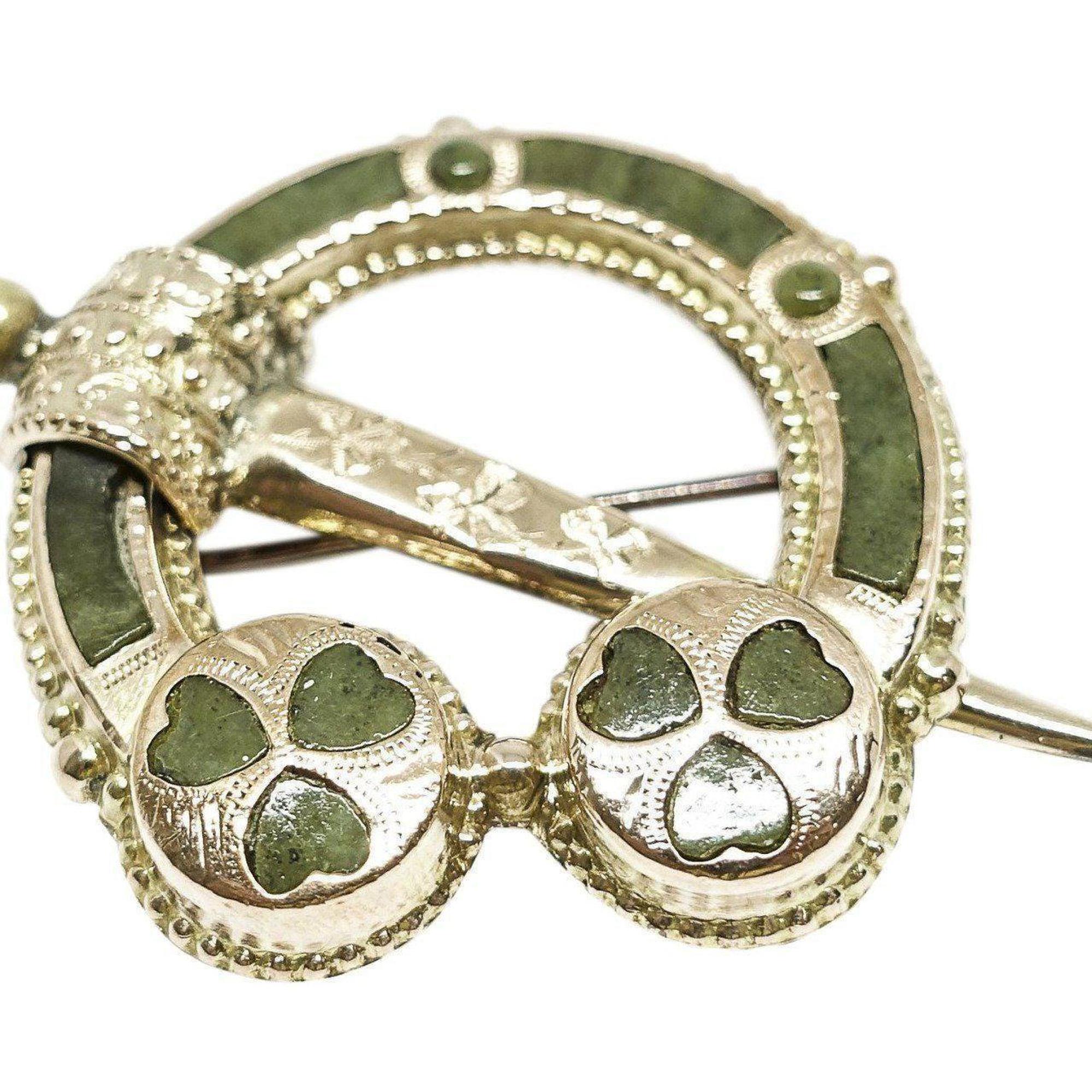 Antique Green Serpentine Brooch