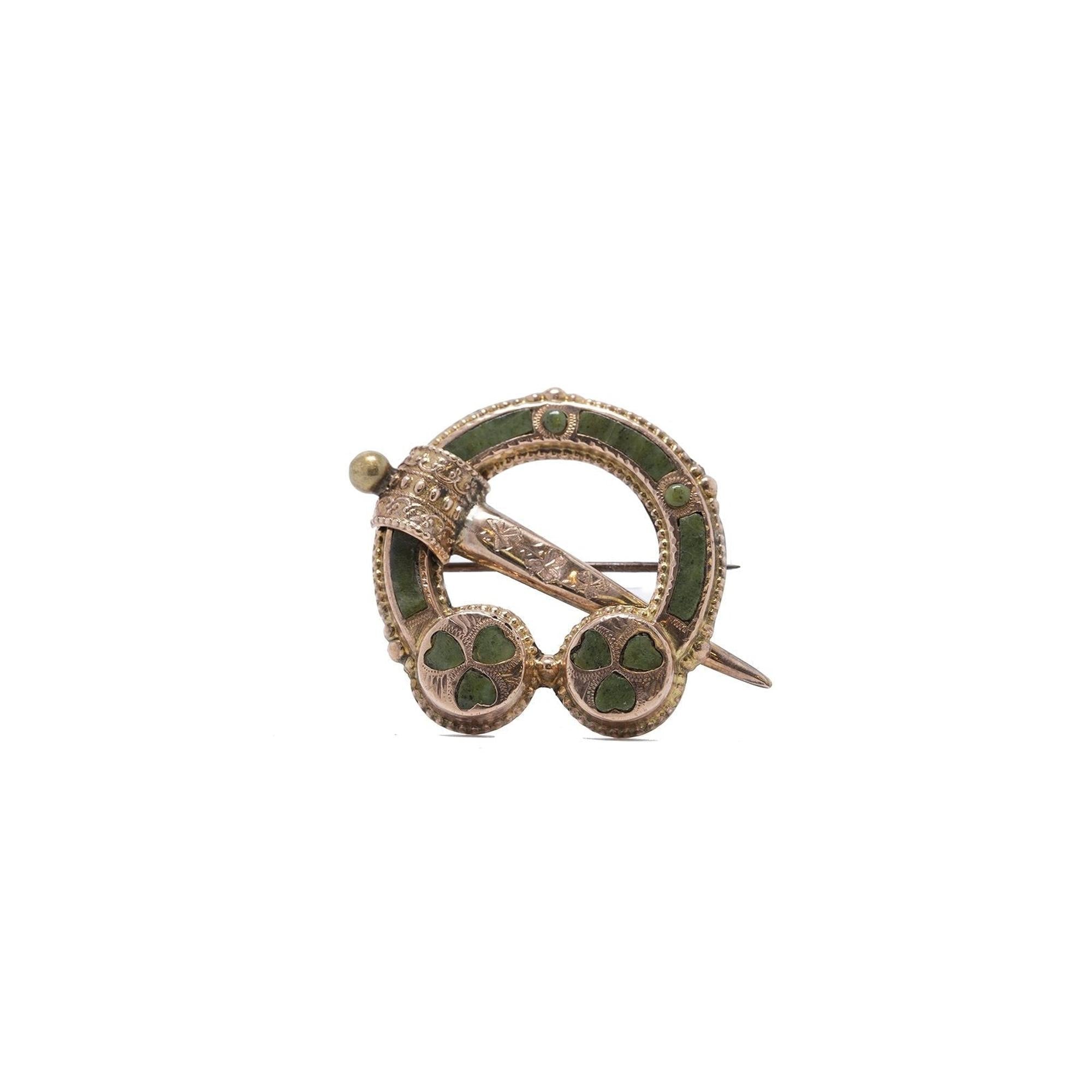 Antique Green Serpentine Brooch