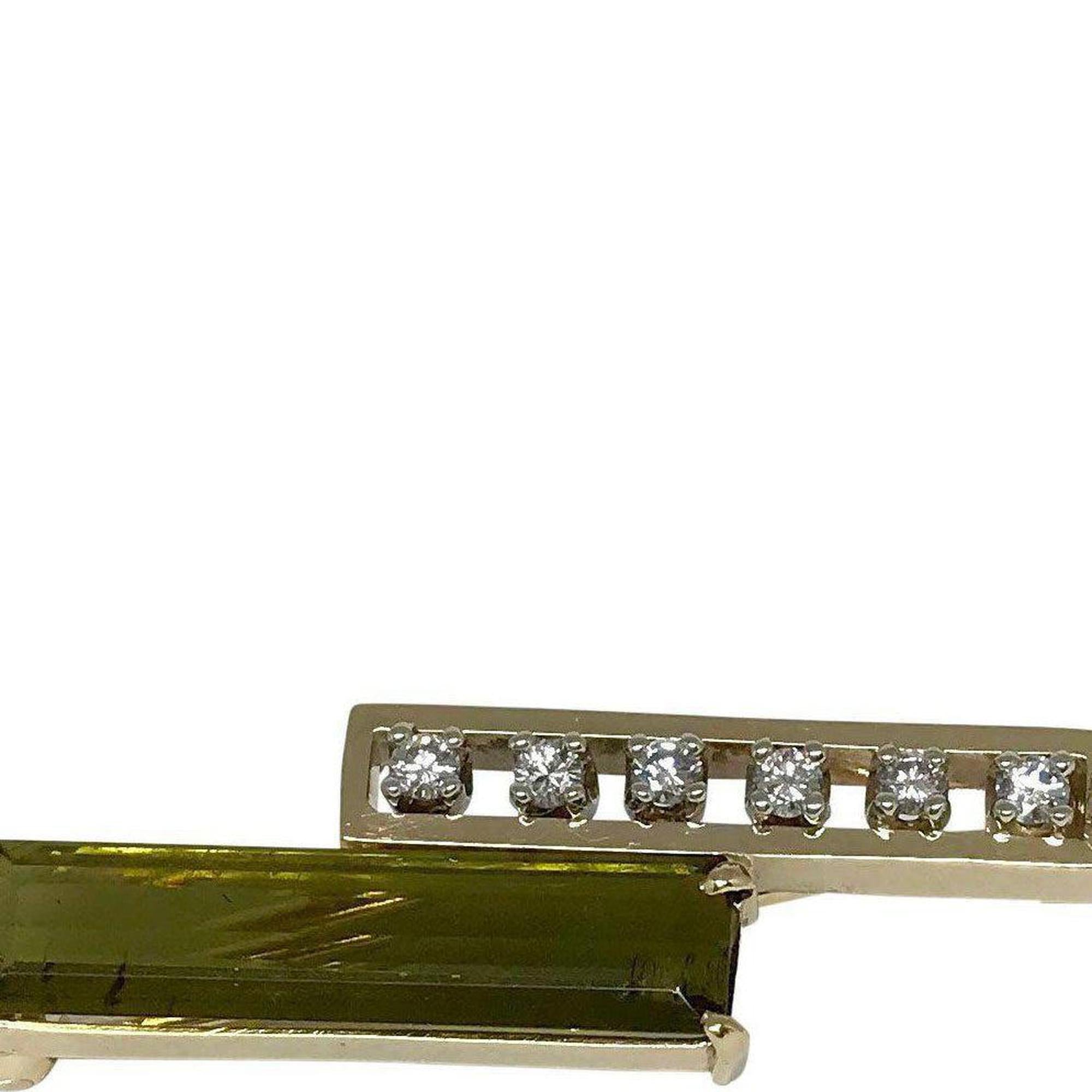 Antique Green Tourmaline & Diamond Bar Brooch