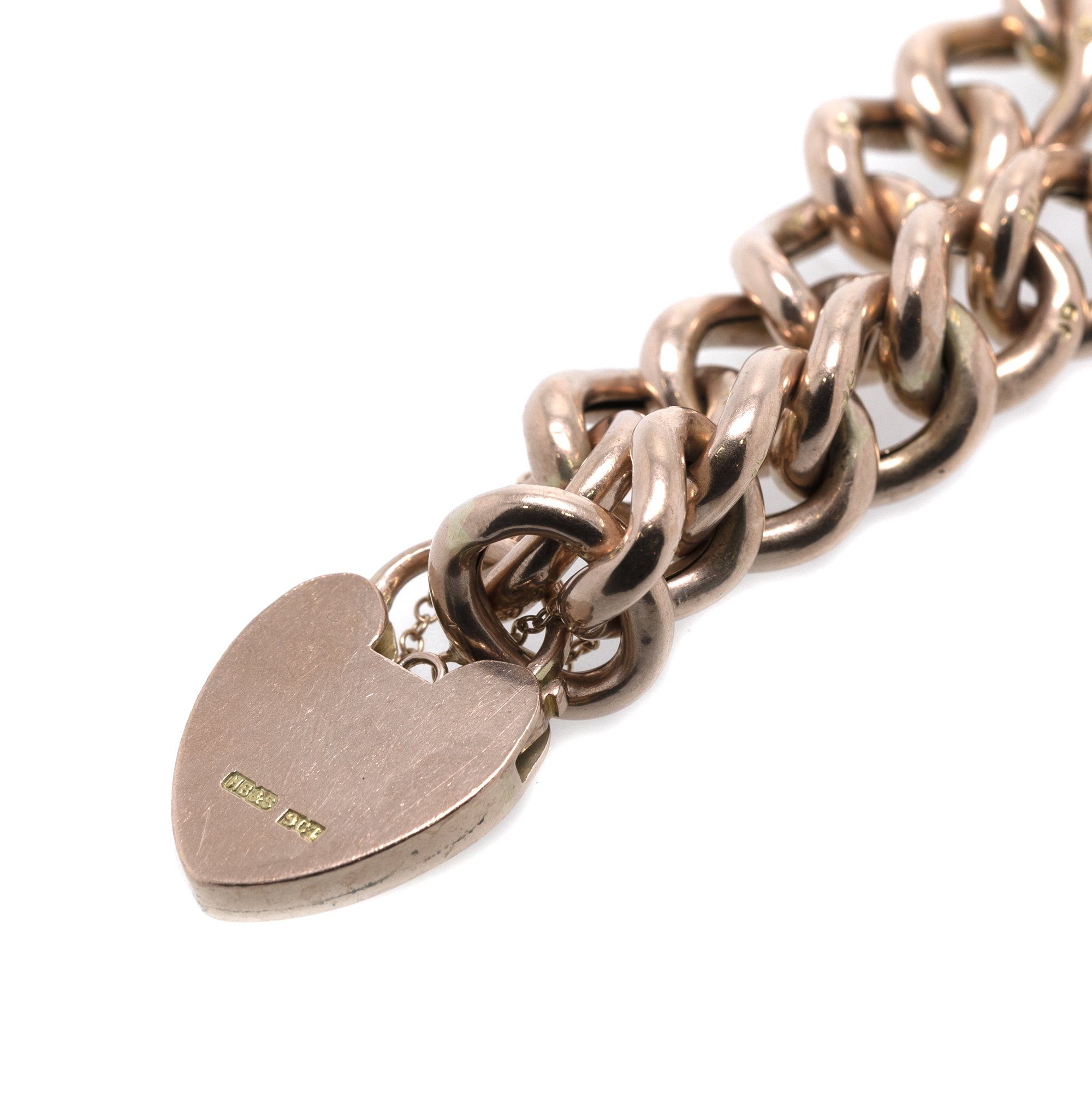 Antique Heart Lock Charm Bracelet