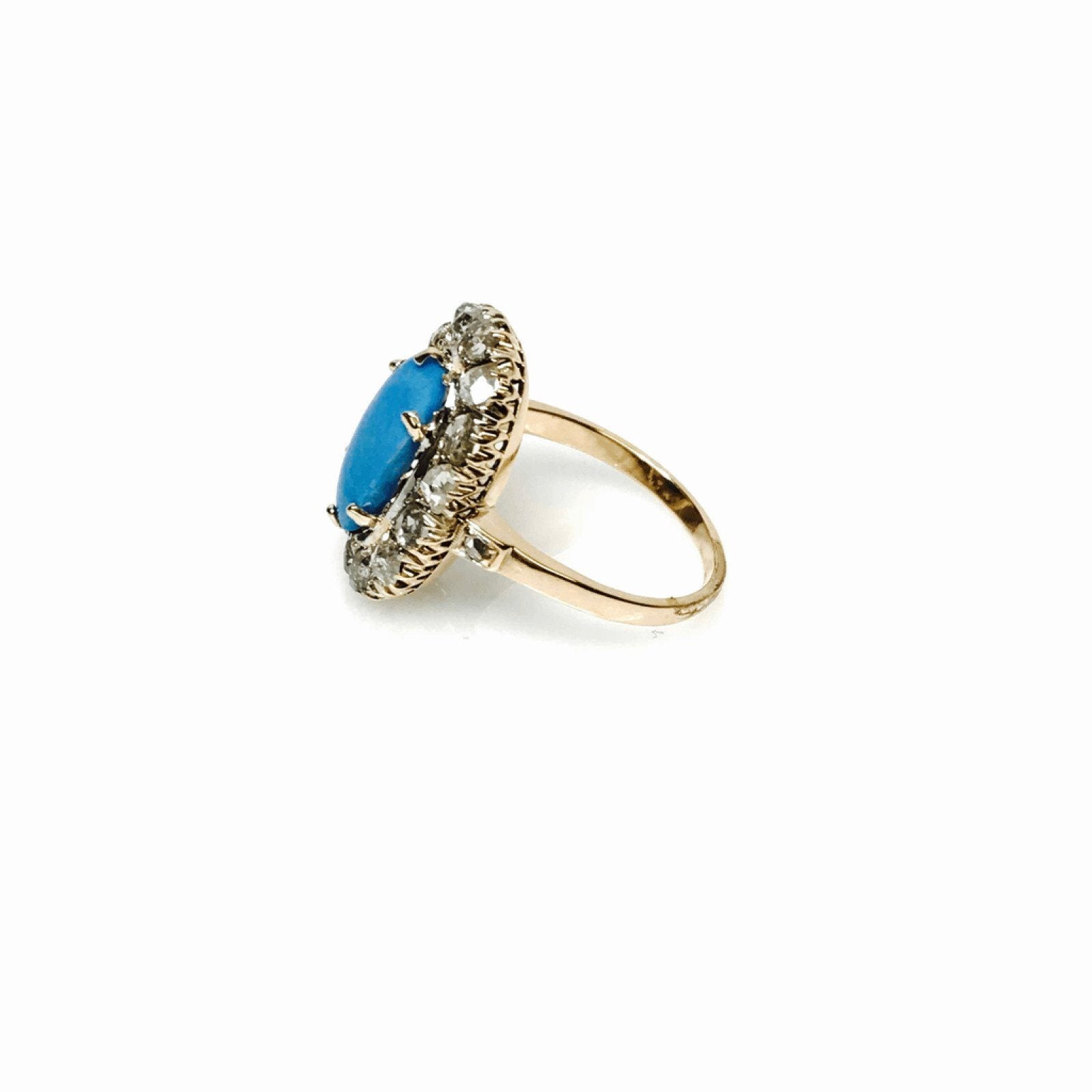 Antique Larimar and Diamond Ring