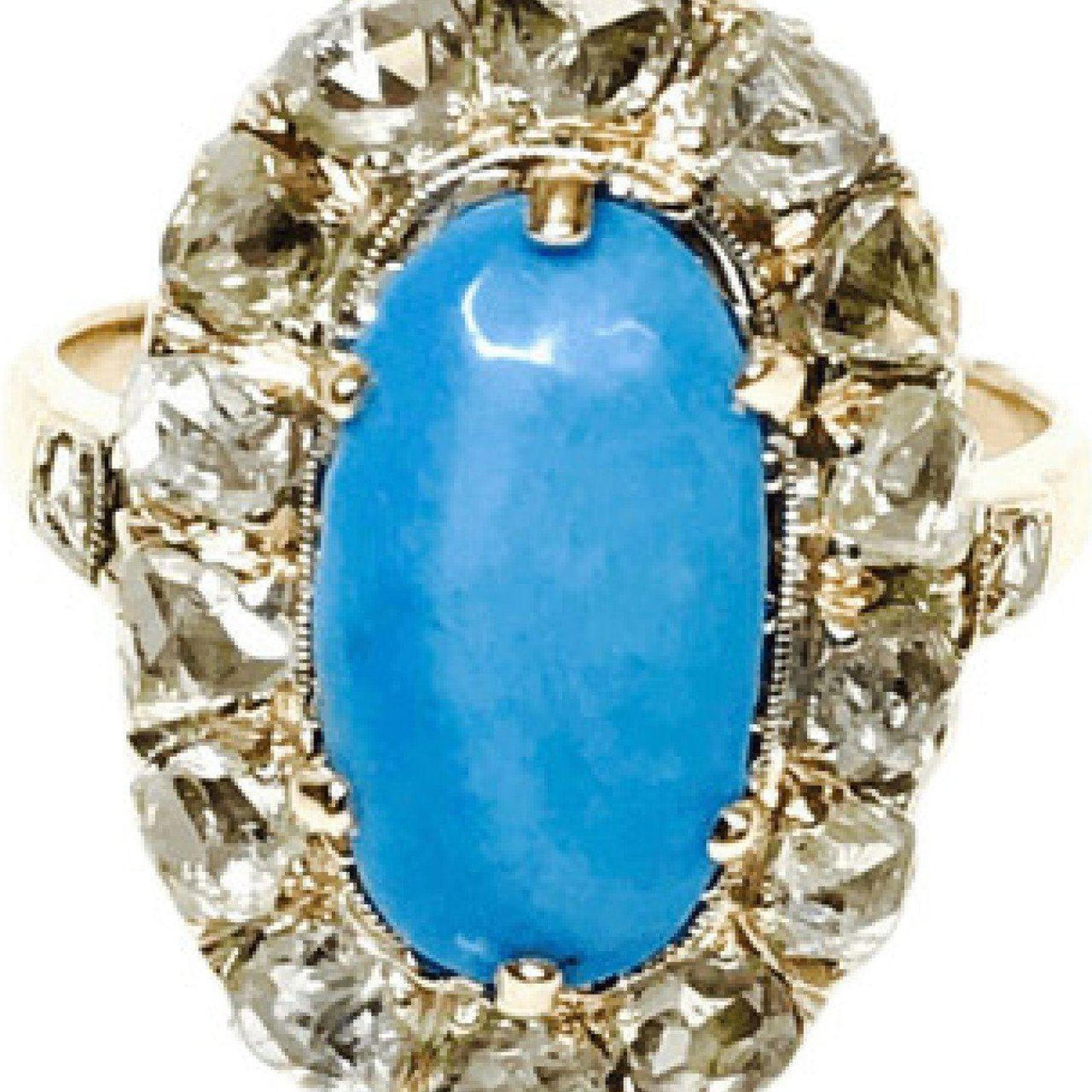 Antique Larimar and Diamond Ring