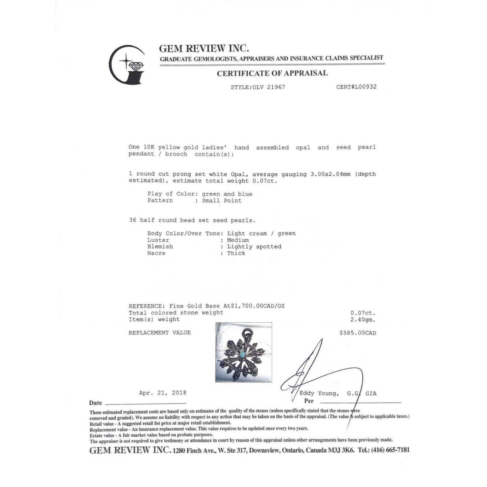 Antique Opal and Seed Pearl Pendant/Brooch