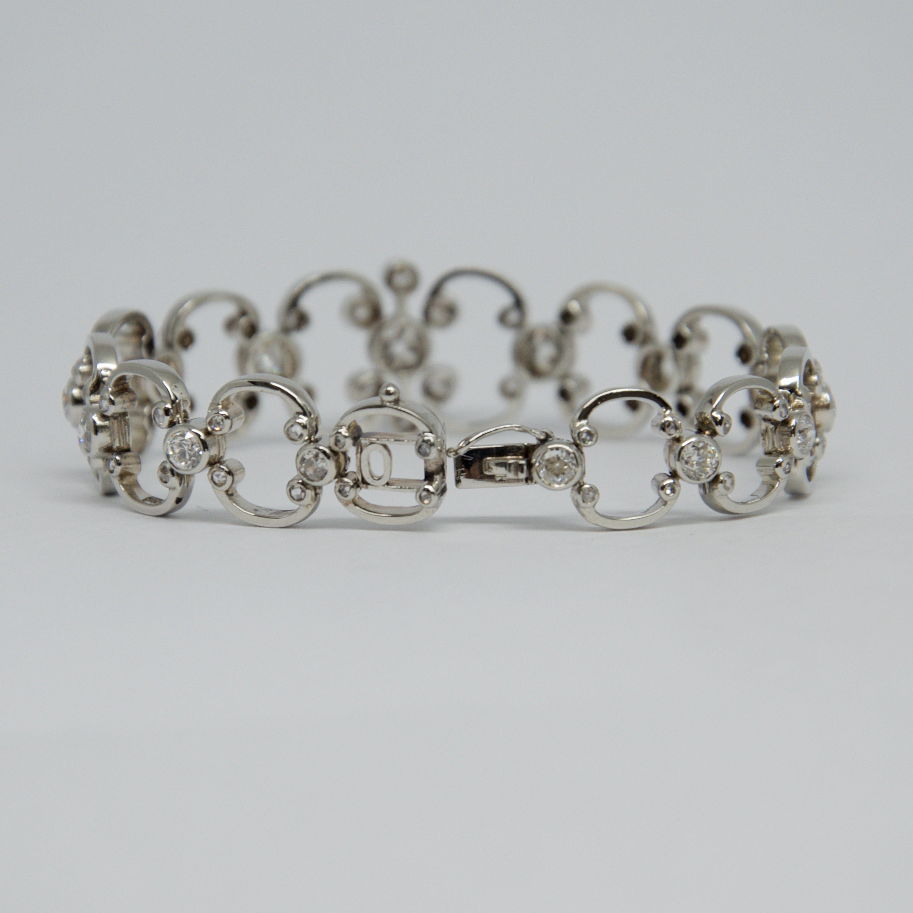 Antique Open Link Diamond Bracelet