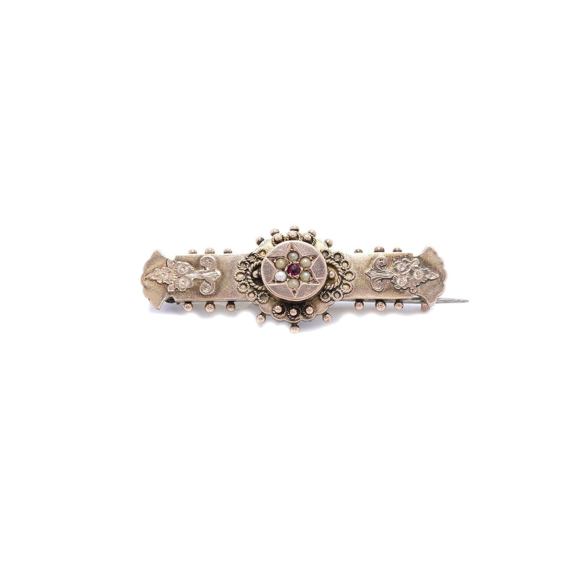 Antique Pearl Bar Brooch