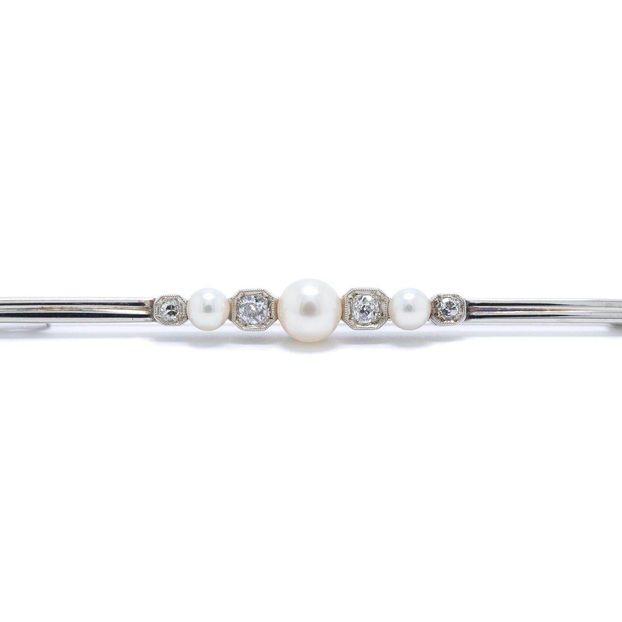 Antique Pearl & Diamond Bar Brooch