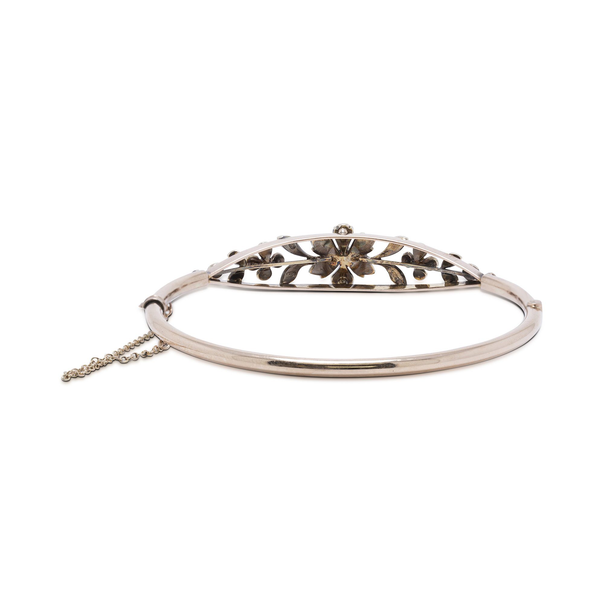 Antique Pearl and Diamond Bangle Bracelet