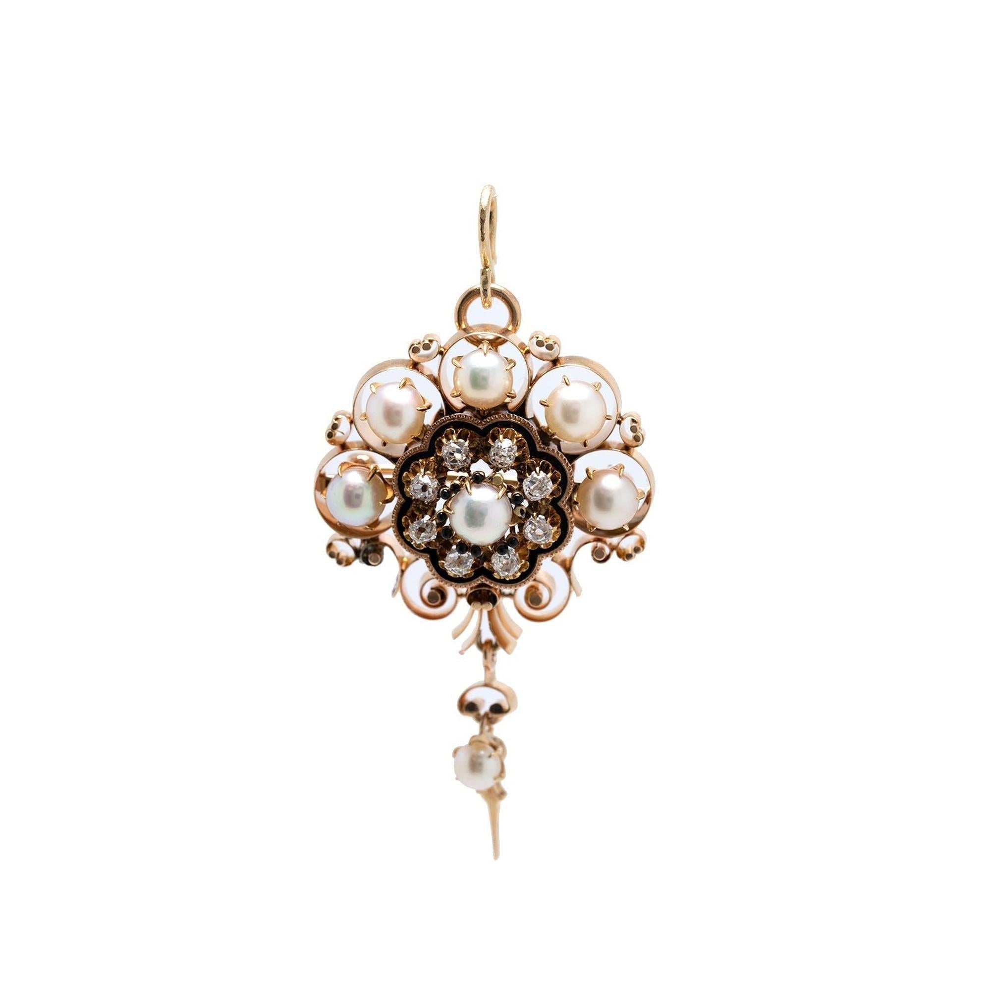 Antique Pearl and Diamond Brooch/Pendant