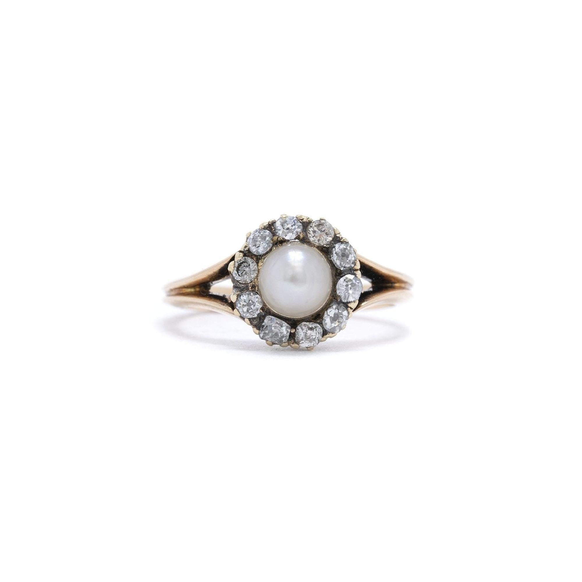 Antique Pearl and Diamond Cocktail Ring