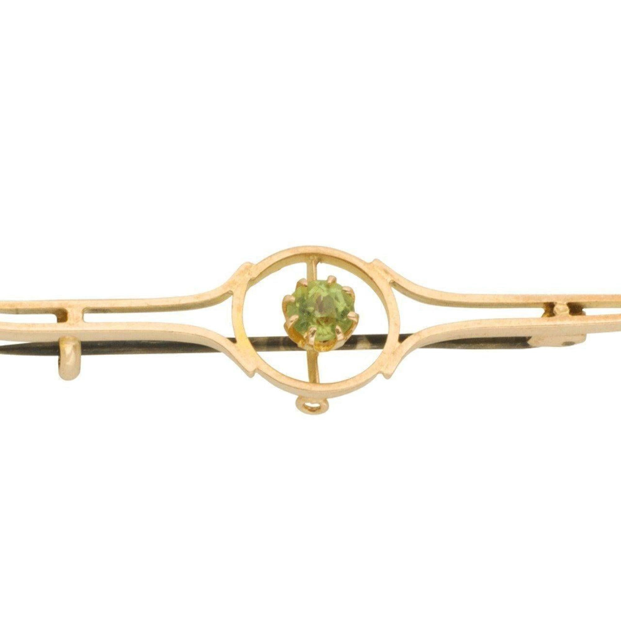 Antique Peridot Bar Brooch