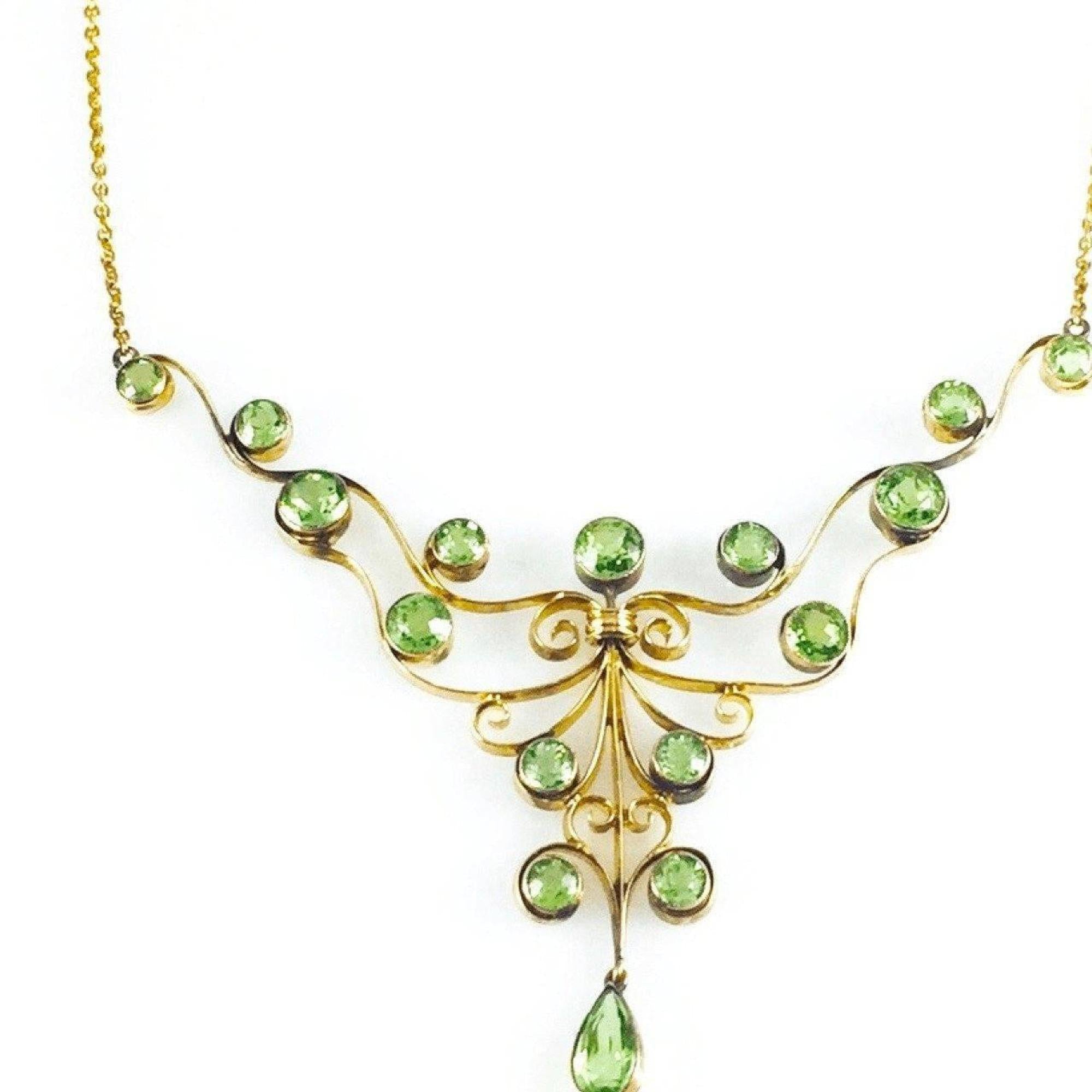 Antique Peridot Pendant Necklace