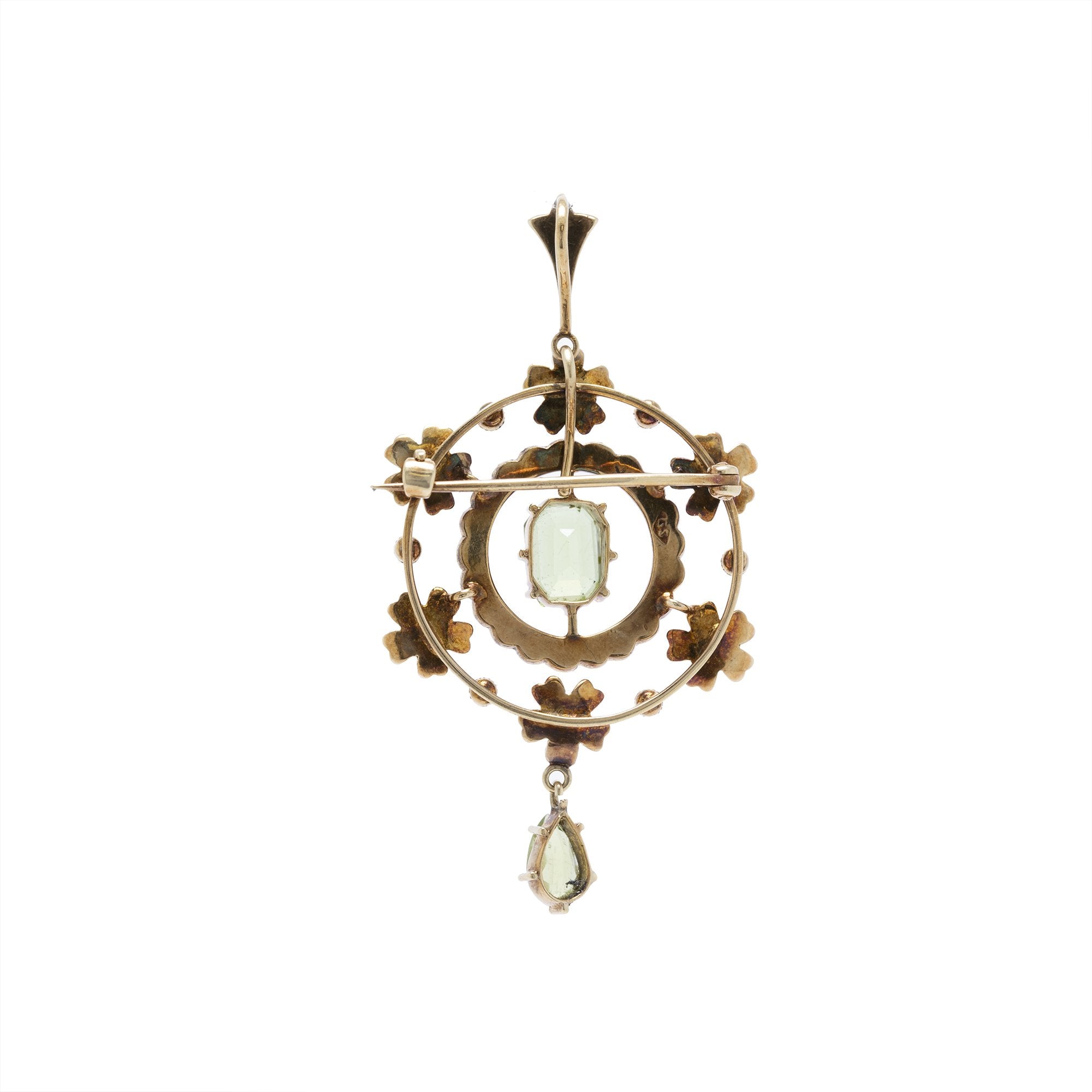 Antique Peridot & Seed Pearl Brooch/Pendant