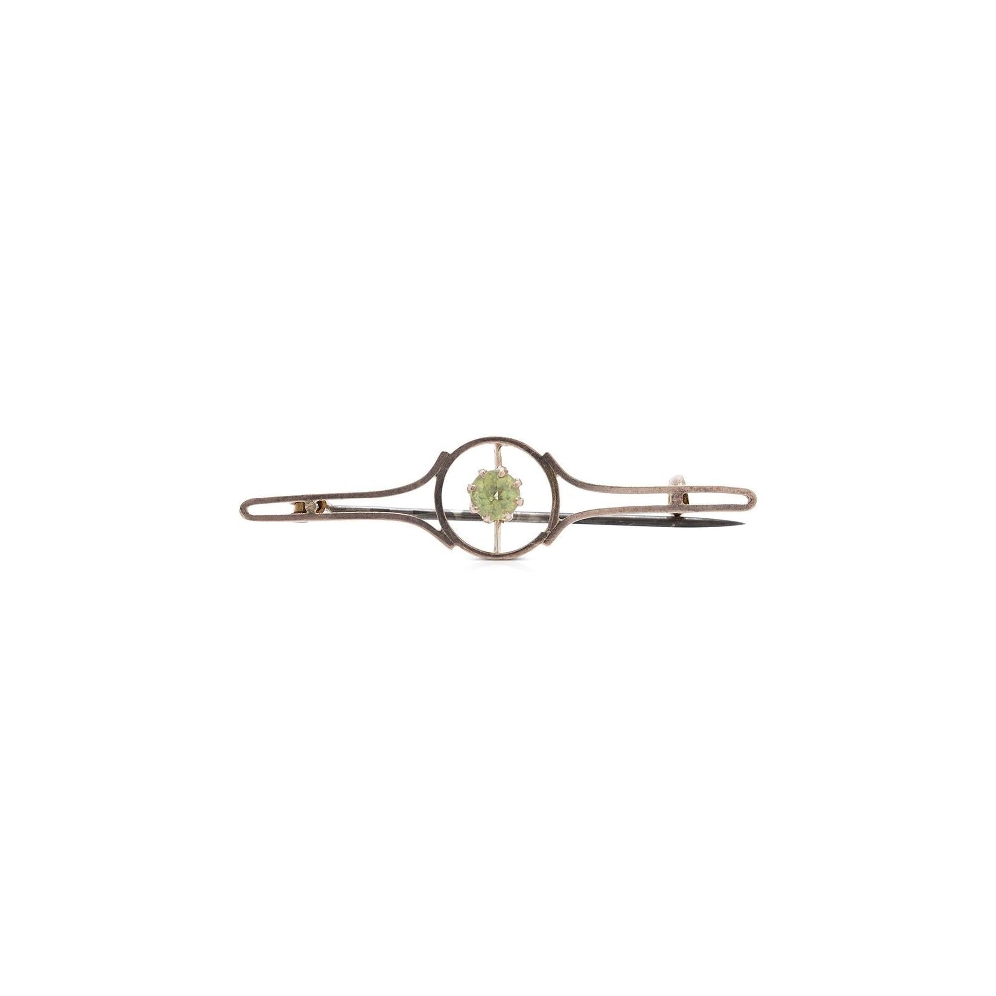 Antique Peridot Solitaire Pin Brooch