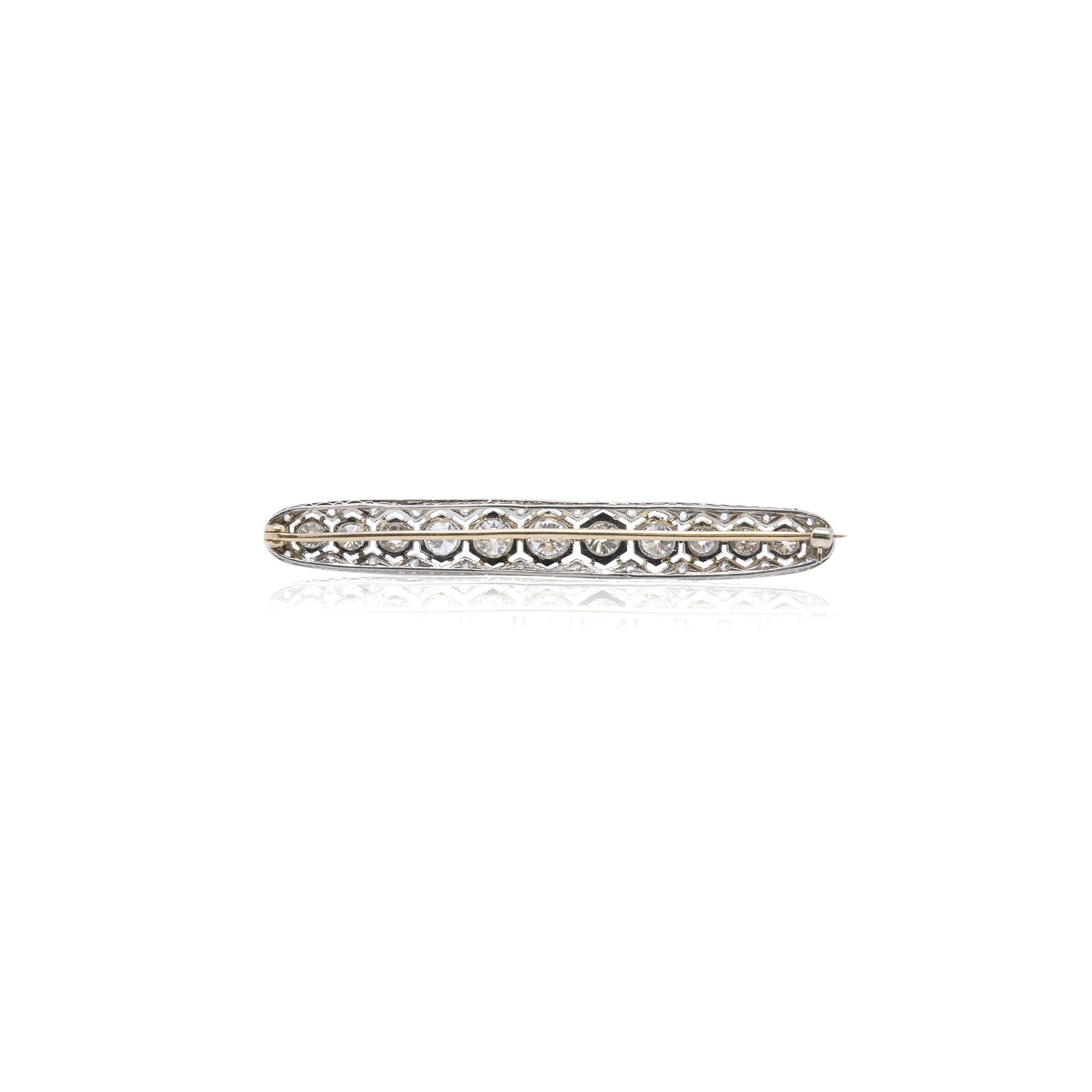 Antique Platinum Art Deco Diamond Bar Brooch