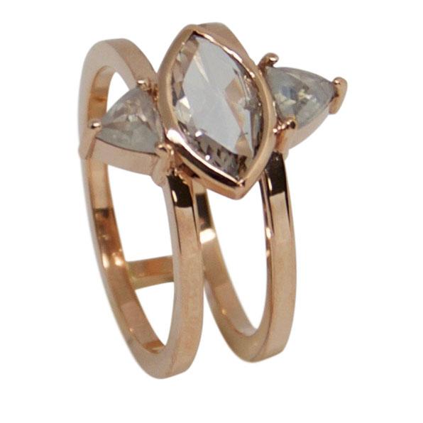 Antique Rose Gold Marquise & Trilliant Cut Diamond Ring