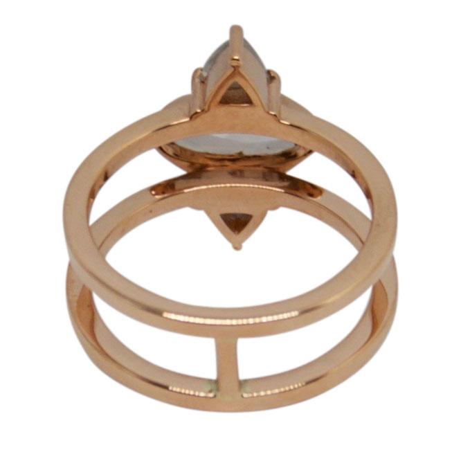 Antique Rose Gold Marquise & Trilliant Cut Diamond Ring