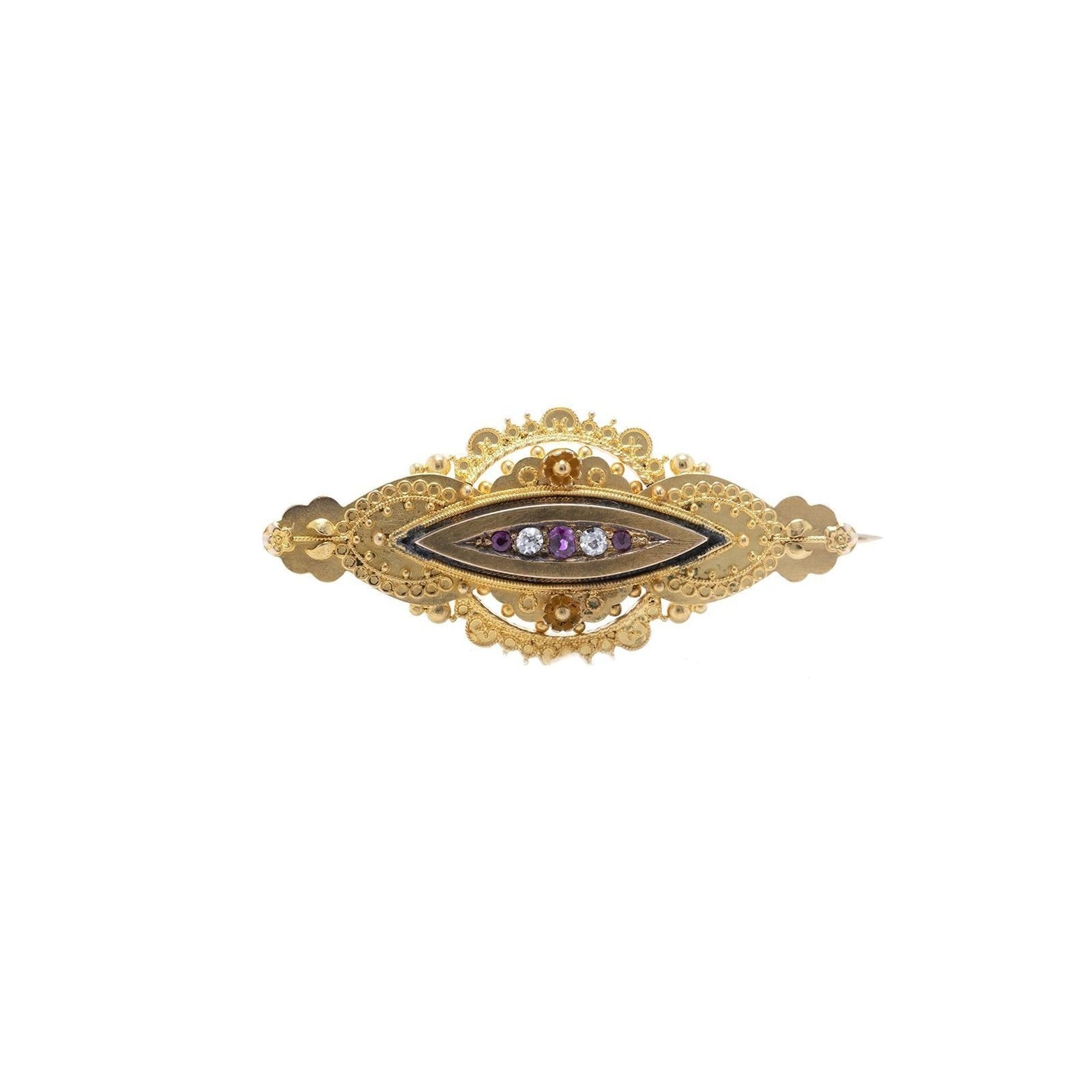 Antique Ruby & Diamond Brooch