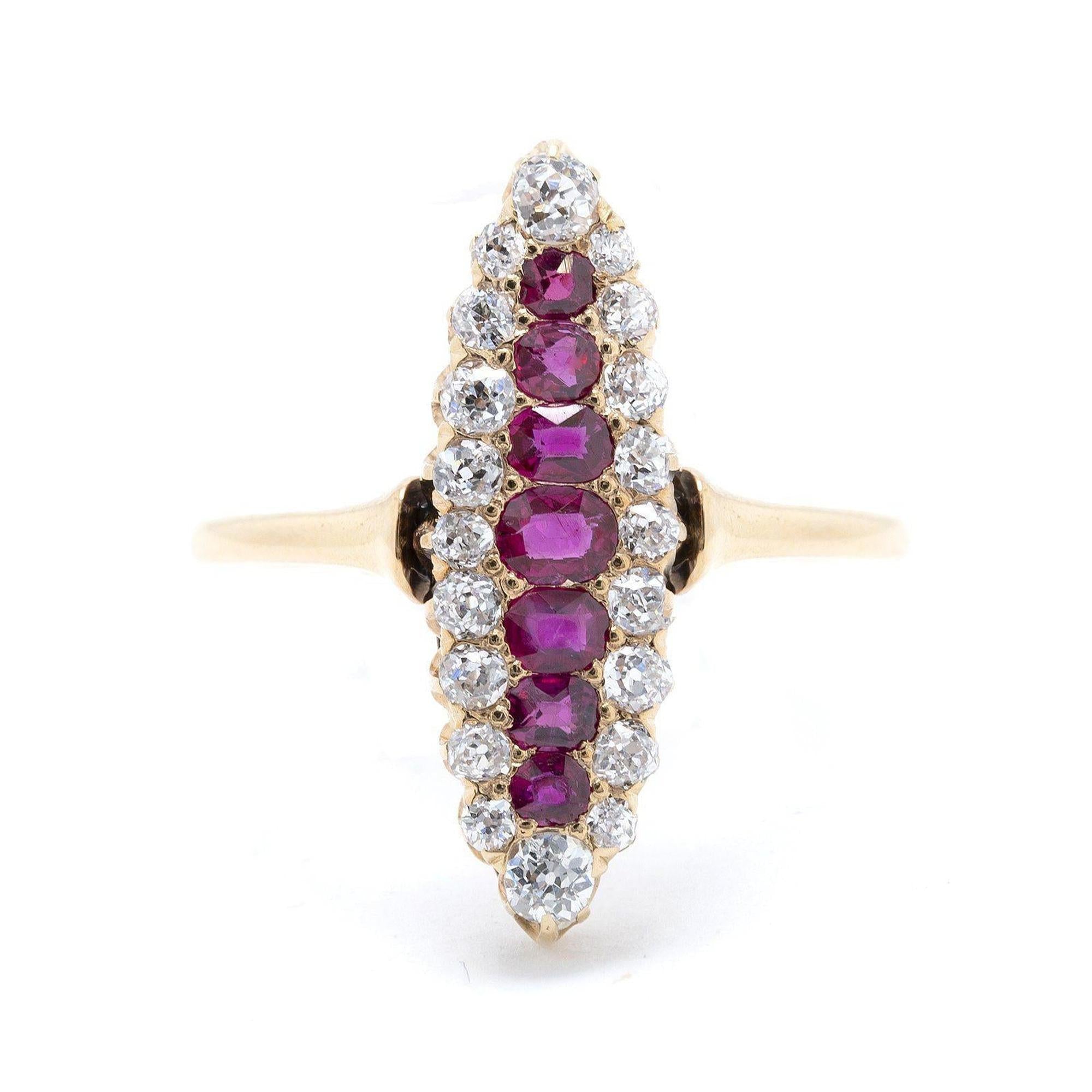 Antique Ruby & Diamond Cocktail Ring