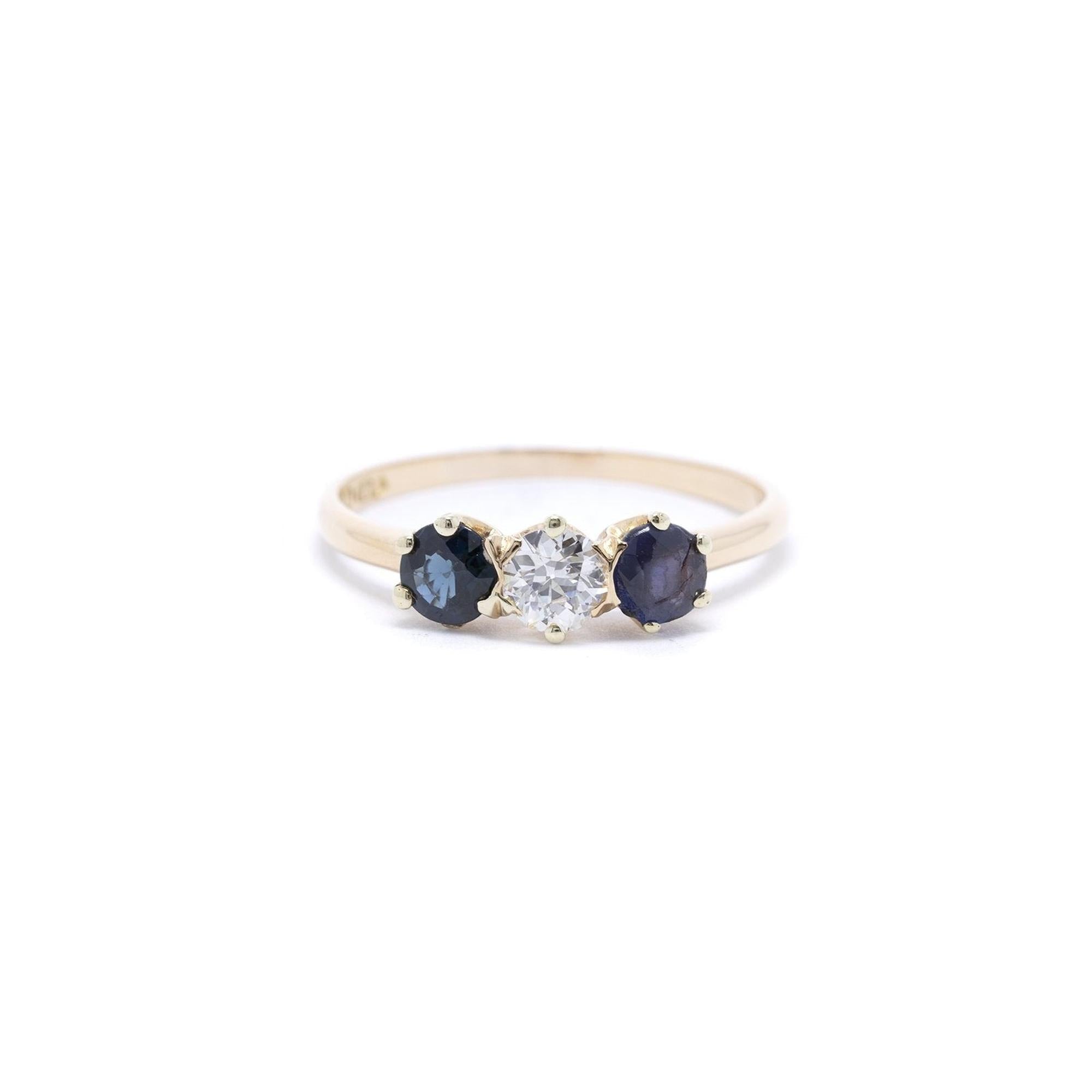 Antique Ryrie Bros Blue Sapphire and Diamond Ring