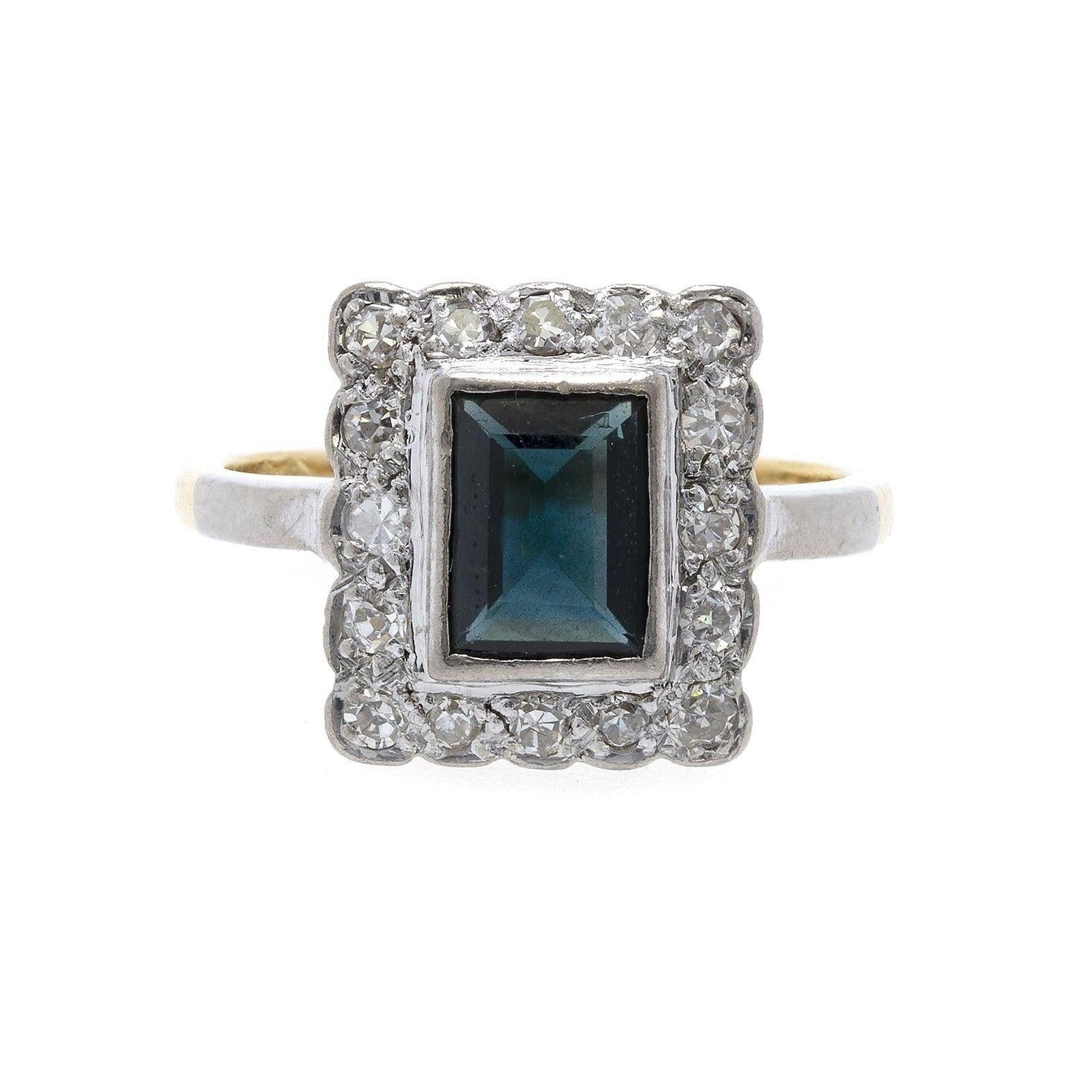 Antique Sapphire and Diamond Cocktail Ring