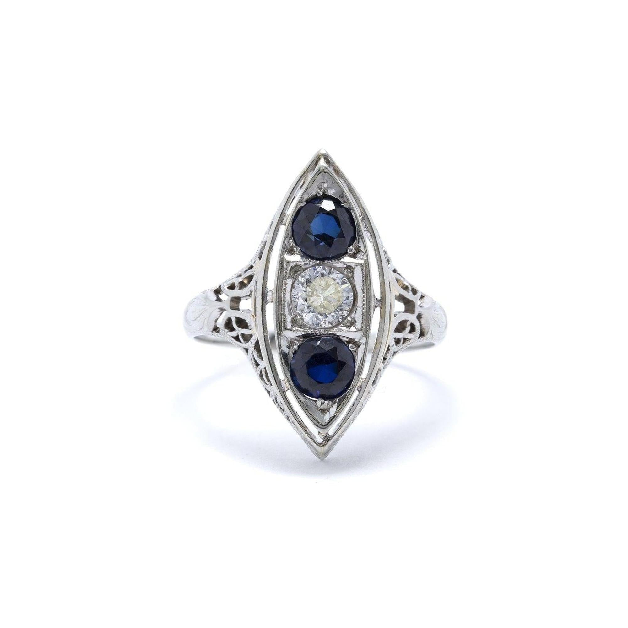 Antique Sapphire and Diamond Ring