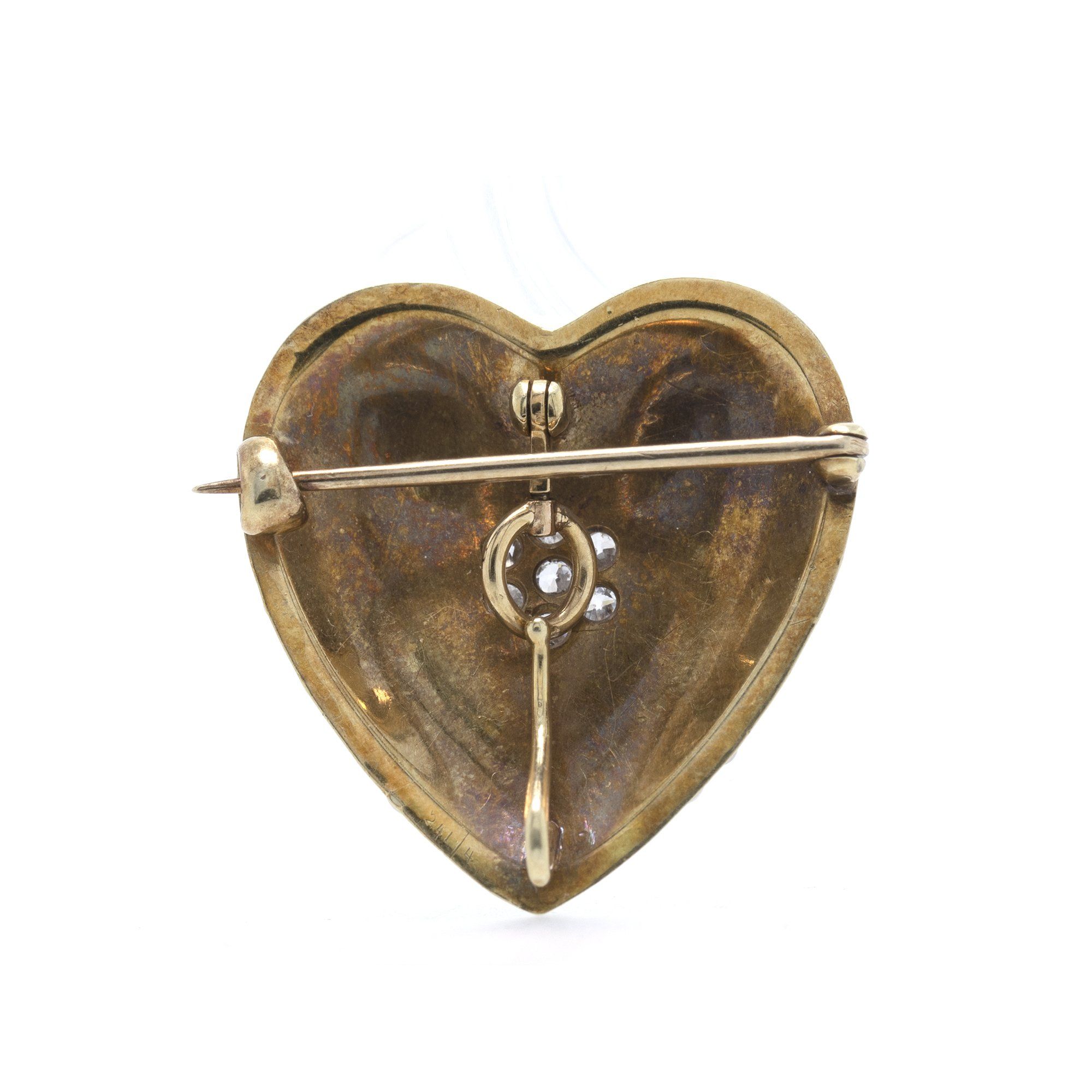 Antique Seed Pearl & Diamond Heart Pendant/Brooch
