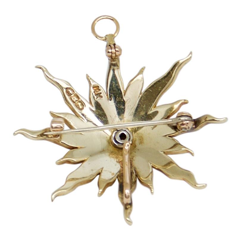 Antique Seed Pearl and Diamond Starburst Brooch/Pendant