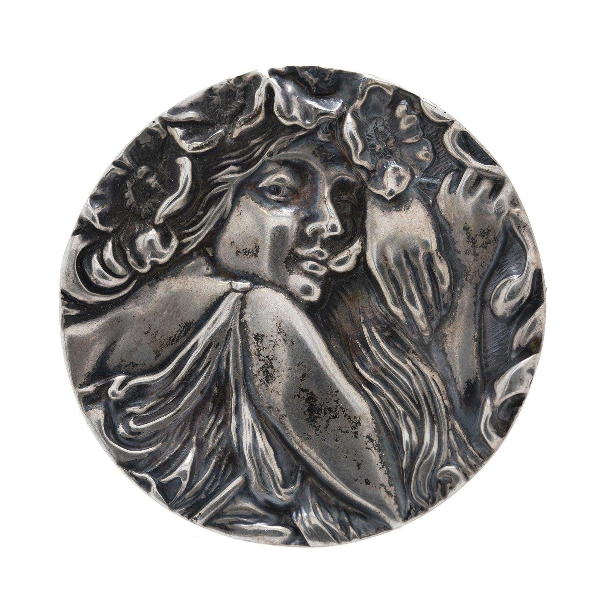 Antique Sterling Silver Art Nouveau Brooch