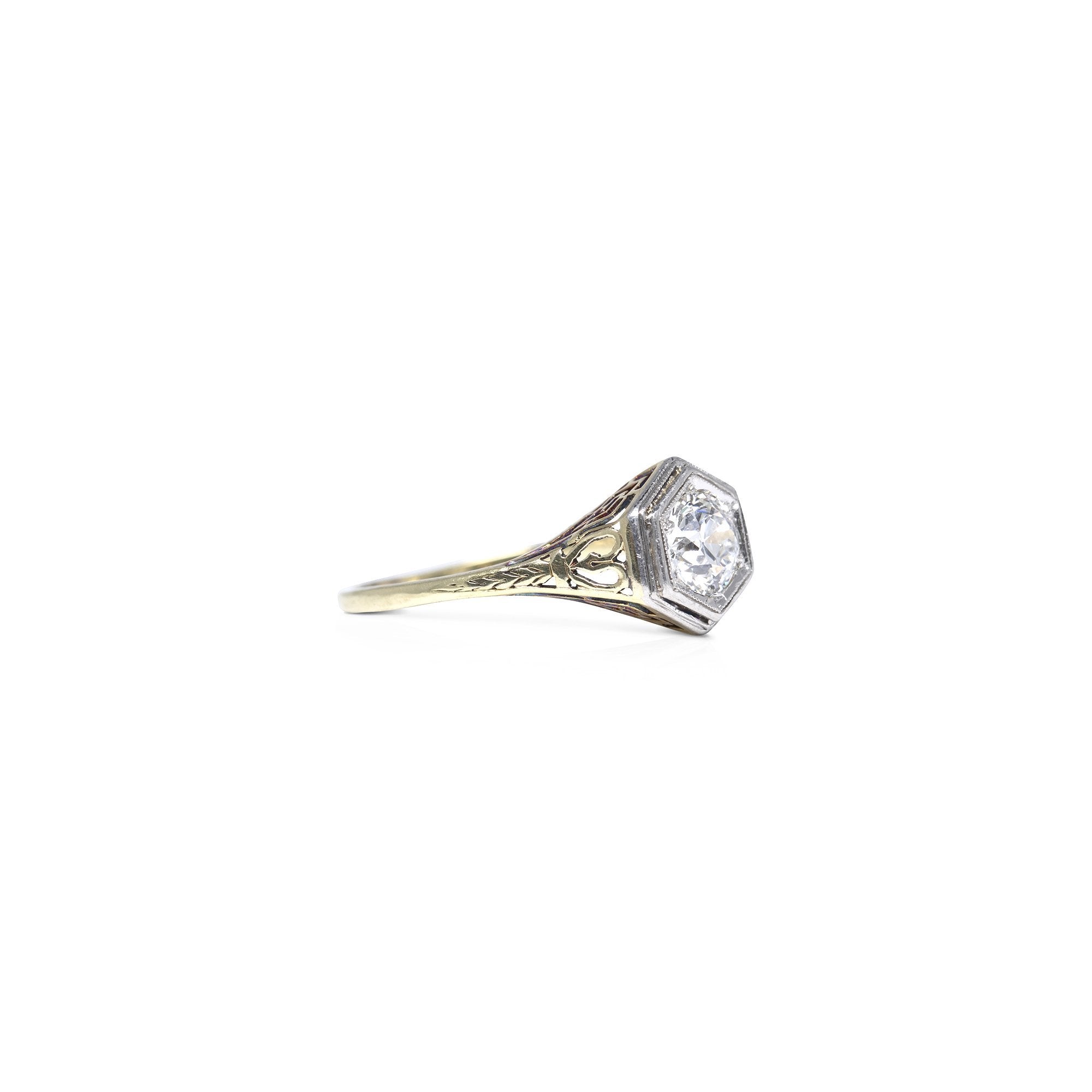 Antique Two-Tone Art Deco Solitaire Diamond Ring