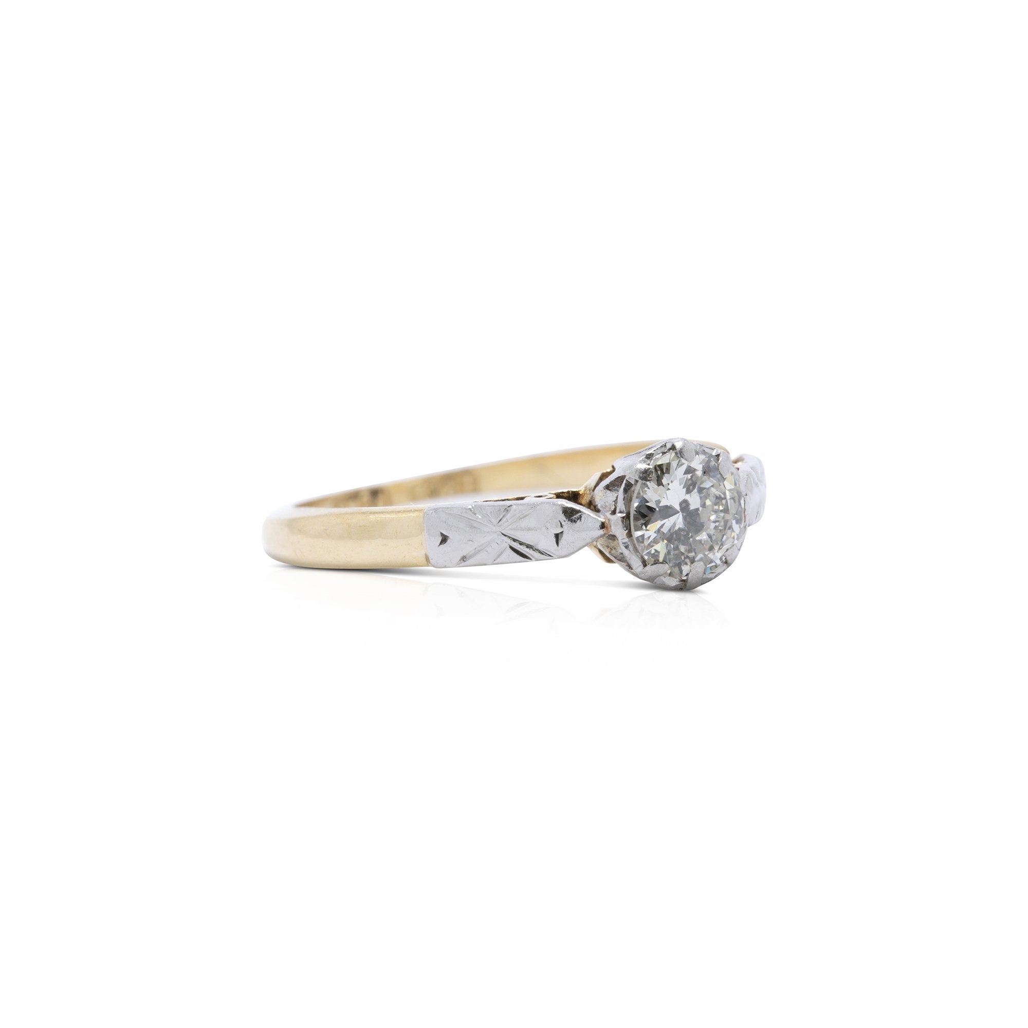 Antique Two-Tone Solitaire Diamond Ring