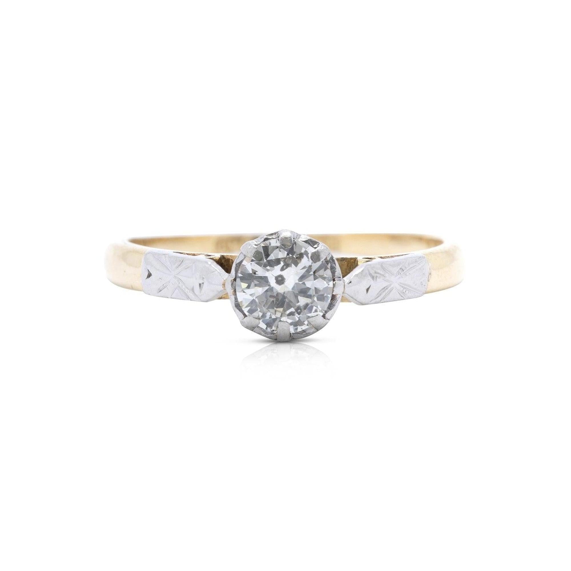 Antique Two-Tone Solitaire Diamond Ring