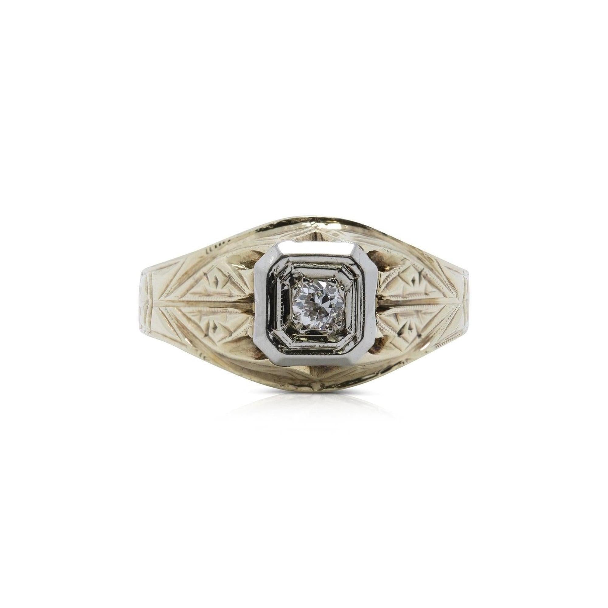 Antique Two-Tone Solitaire Diamond Ring